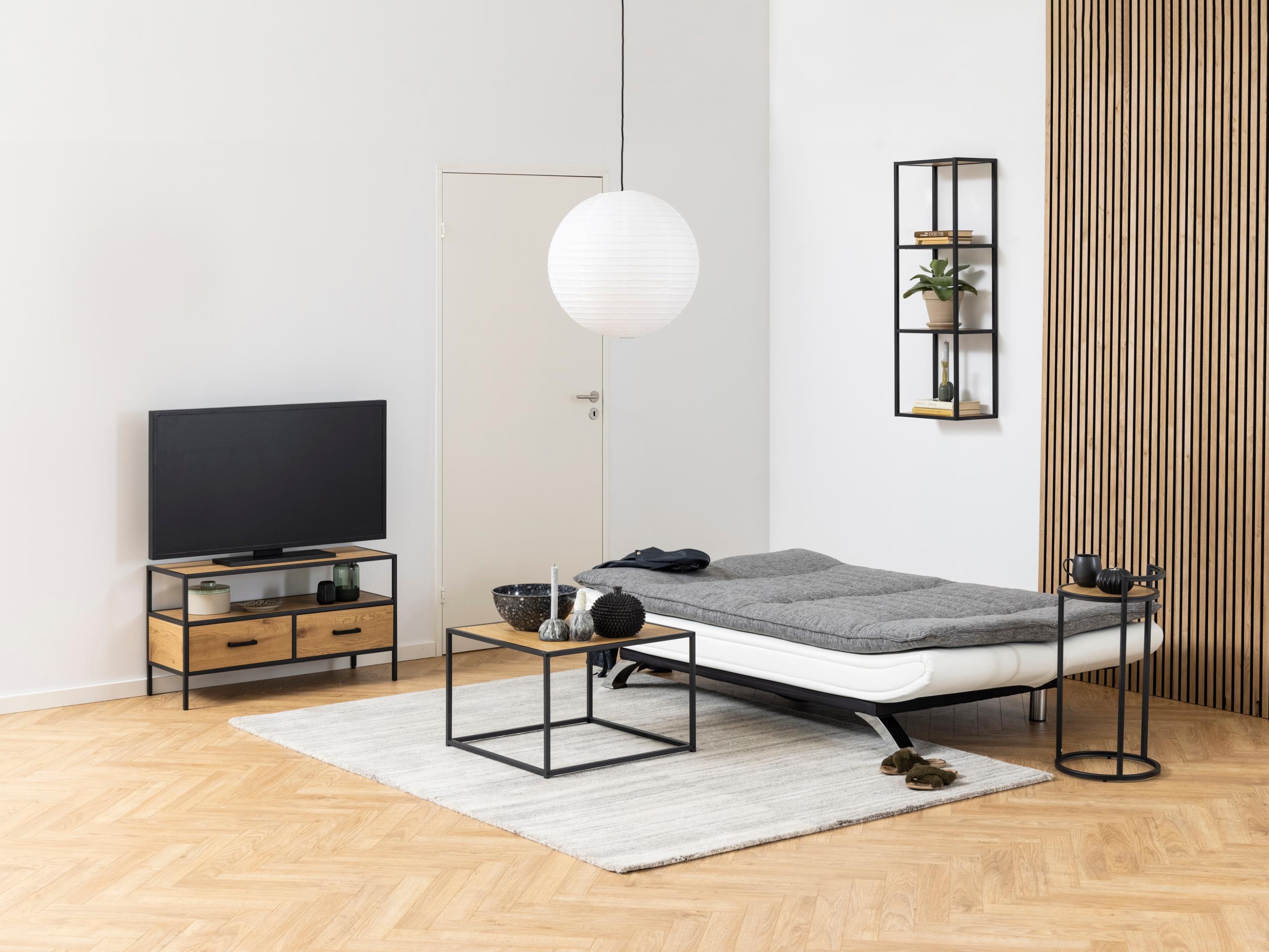 Dīvāns gulta Norsica 228 (Balts + Gaiši pelēks)