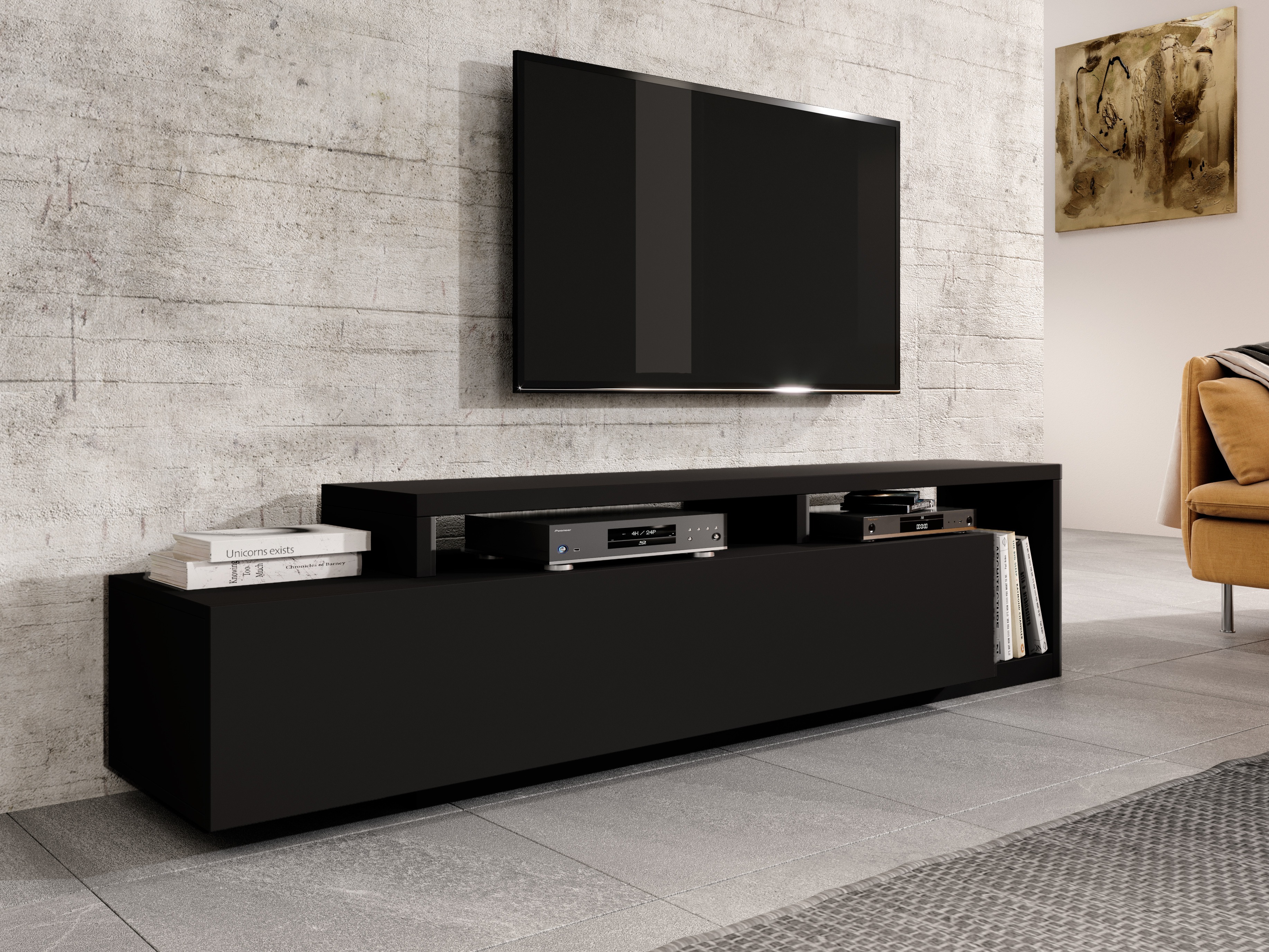 TV galds Lutiva 103 (Matēts melns)