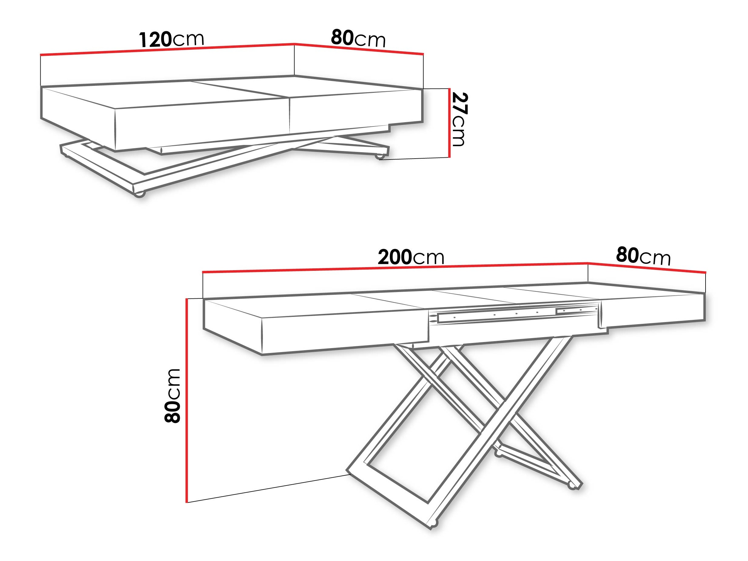 Žurnālu galdiņš transformeris Oswego 173 (Melnais marmors)