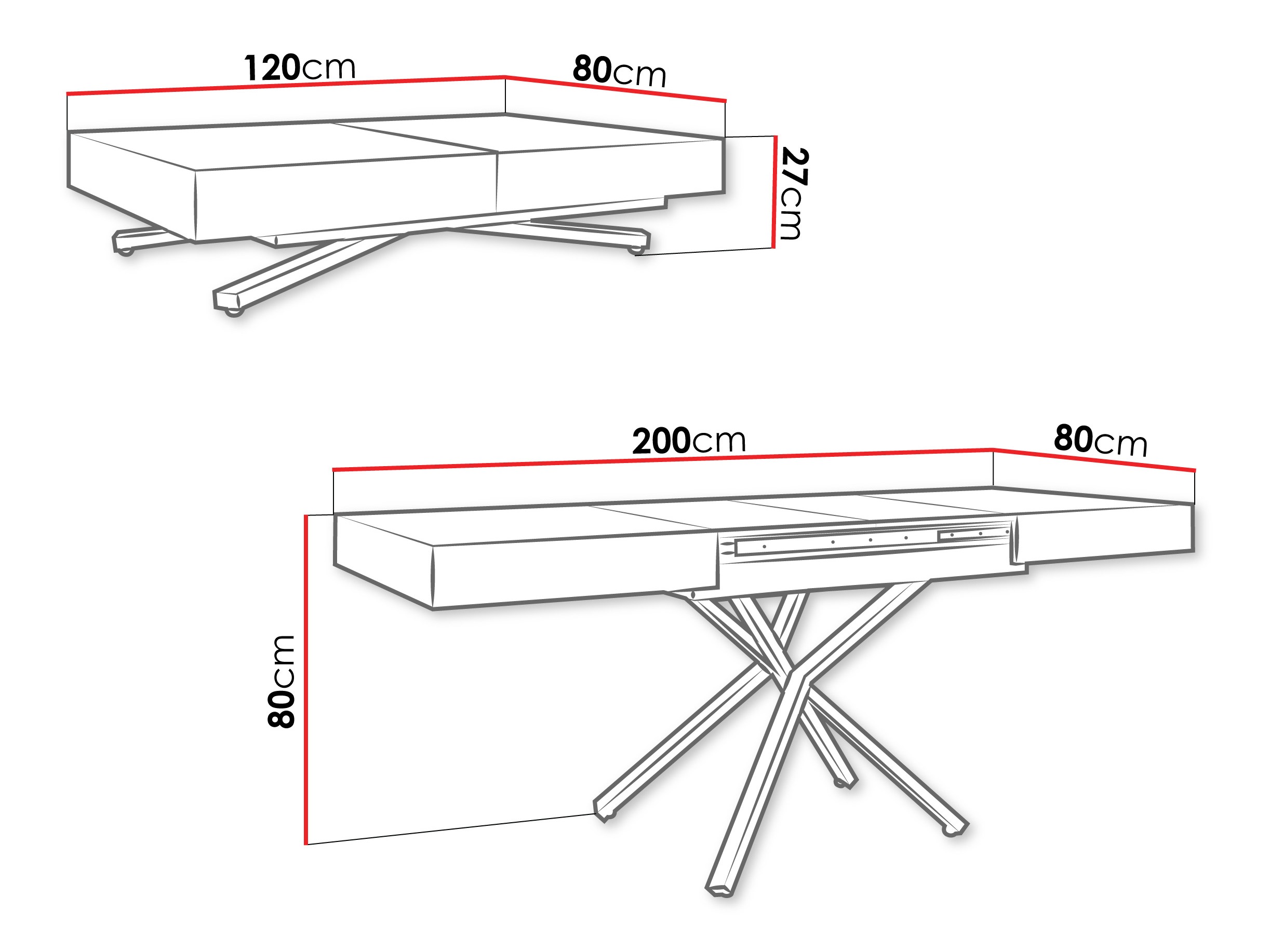 Žurnālu galdiņš transformeris Oswego 178 (Melnais marmors)