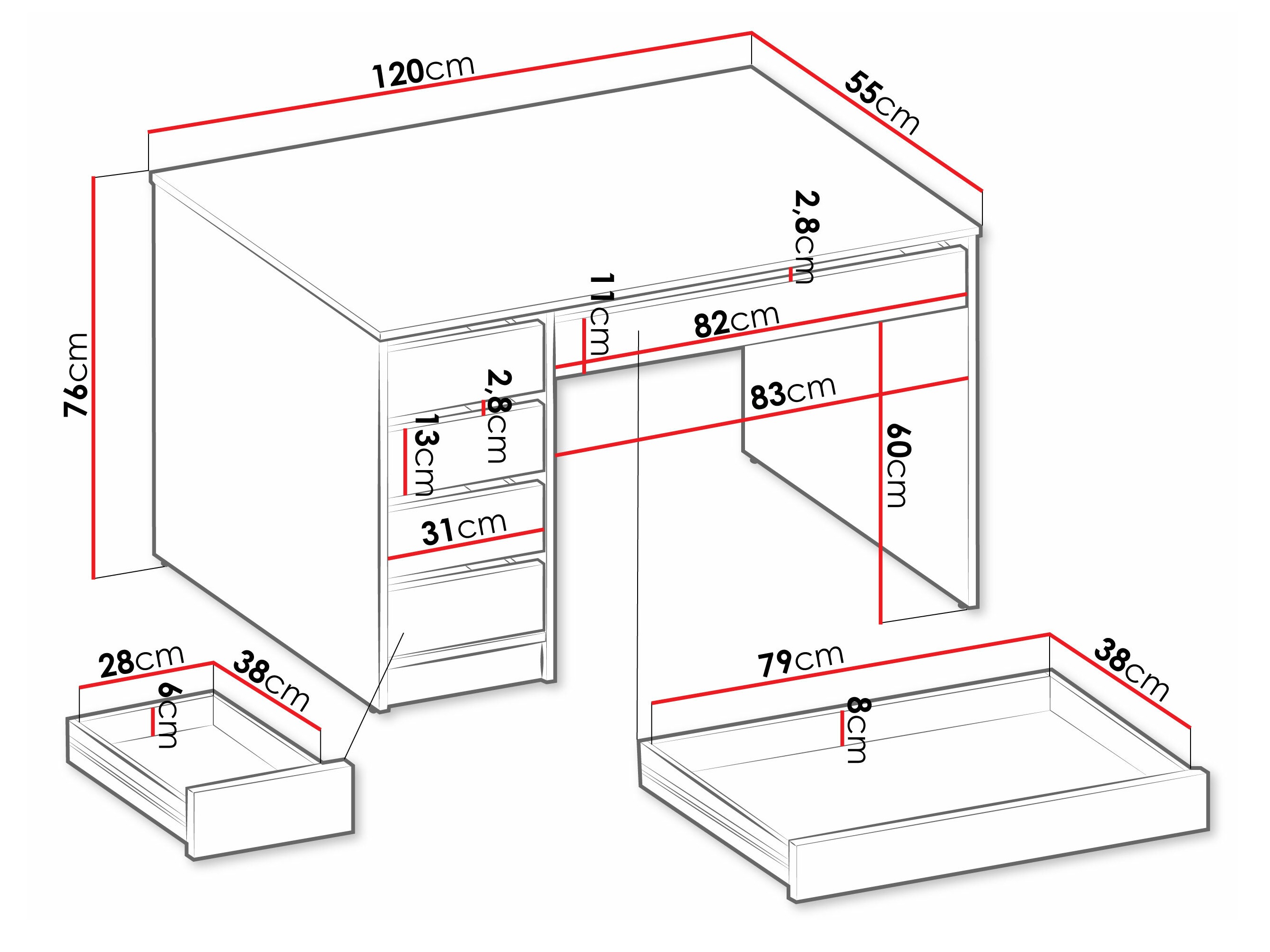 Rakstāmgalds Comfivo Terros I (Balts)