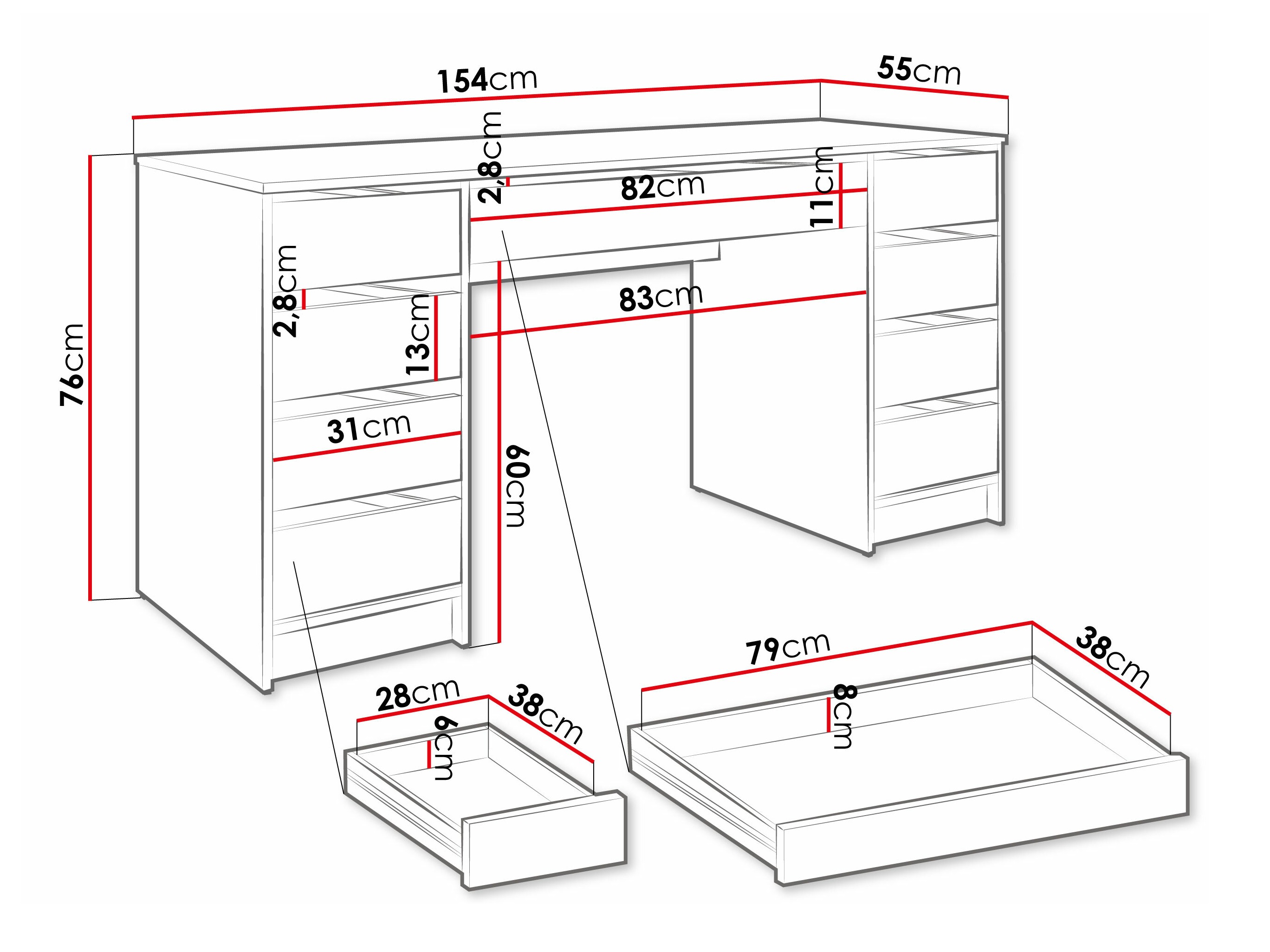Rakstāmgalds Comfivo Terros II (Balts)