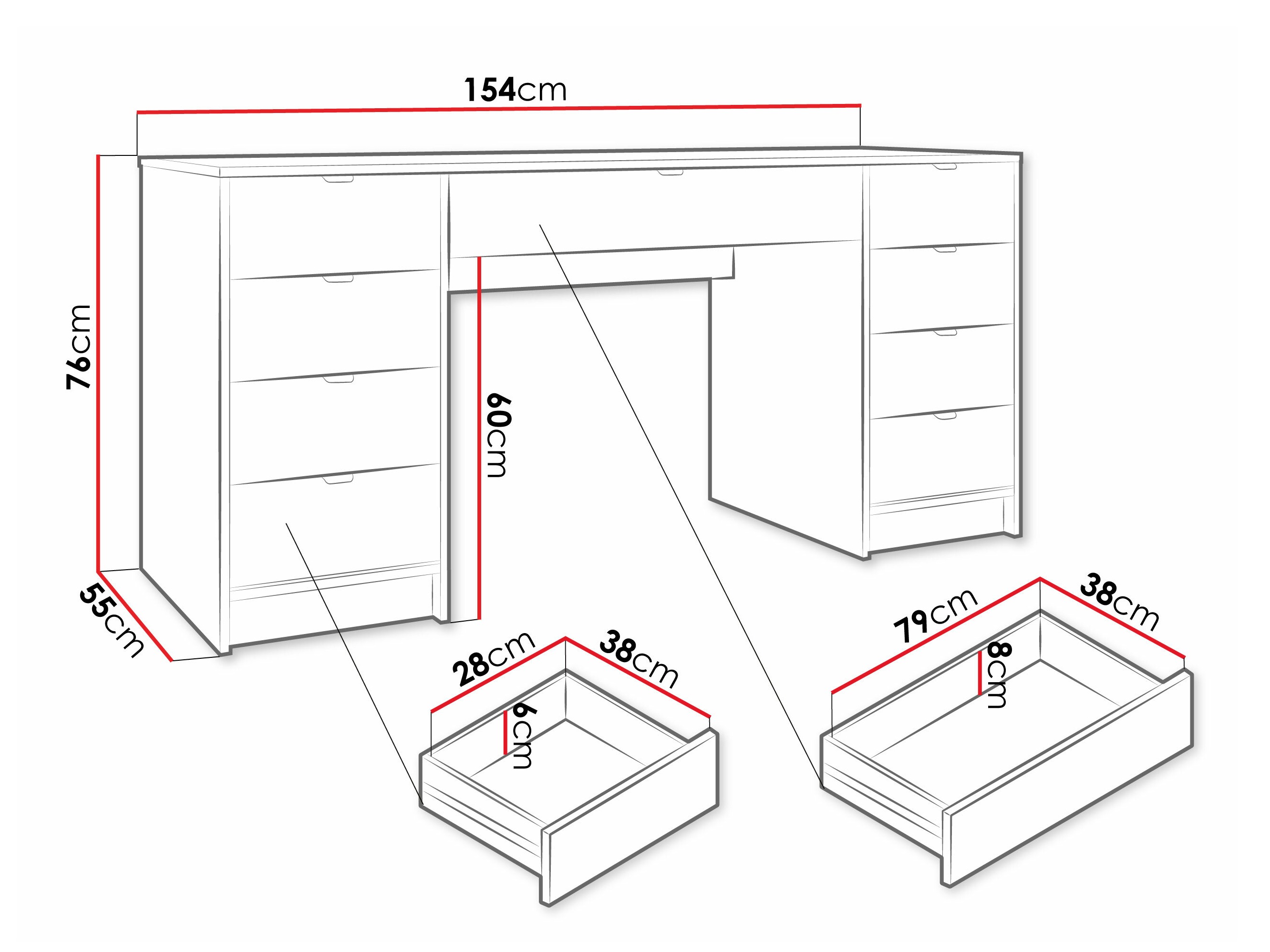 Rakstāmgalds Comfivo Larmire 110 (Balts)