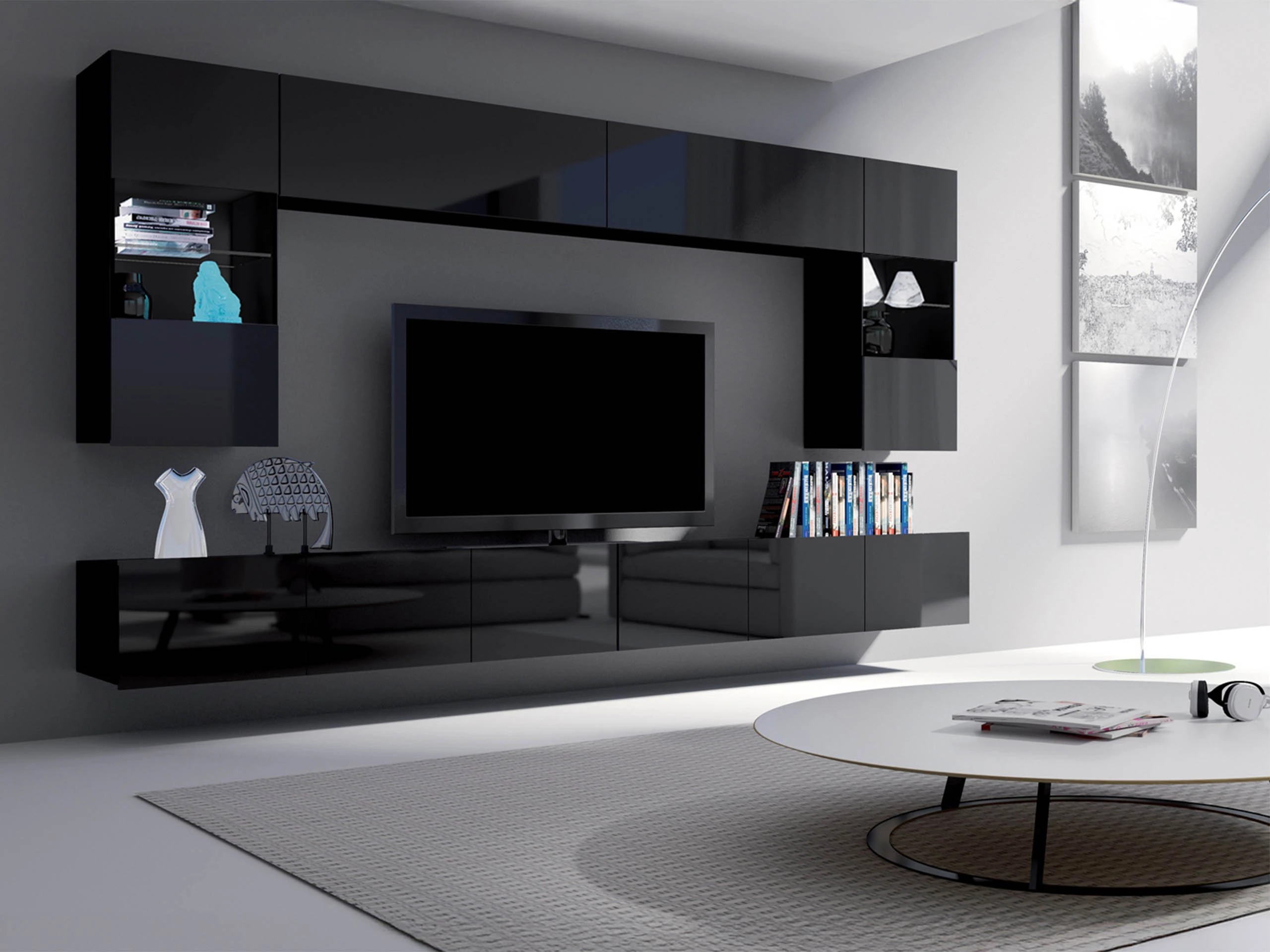 Piekarams skapītis Remus (Melns + Glancēts melns)