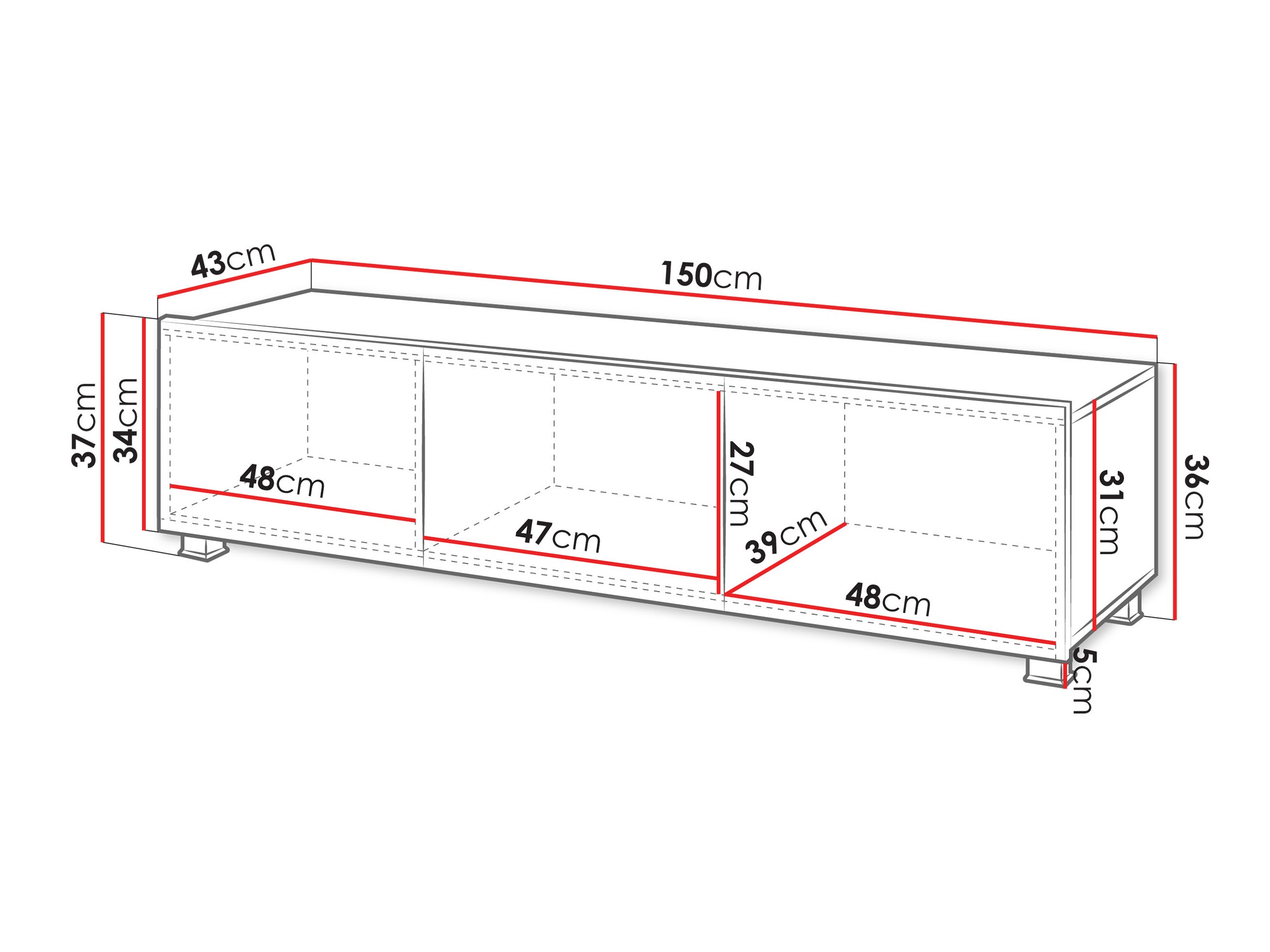 TV galds Remus (Balts + Glancēts balts)