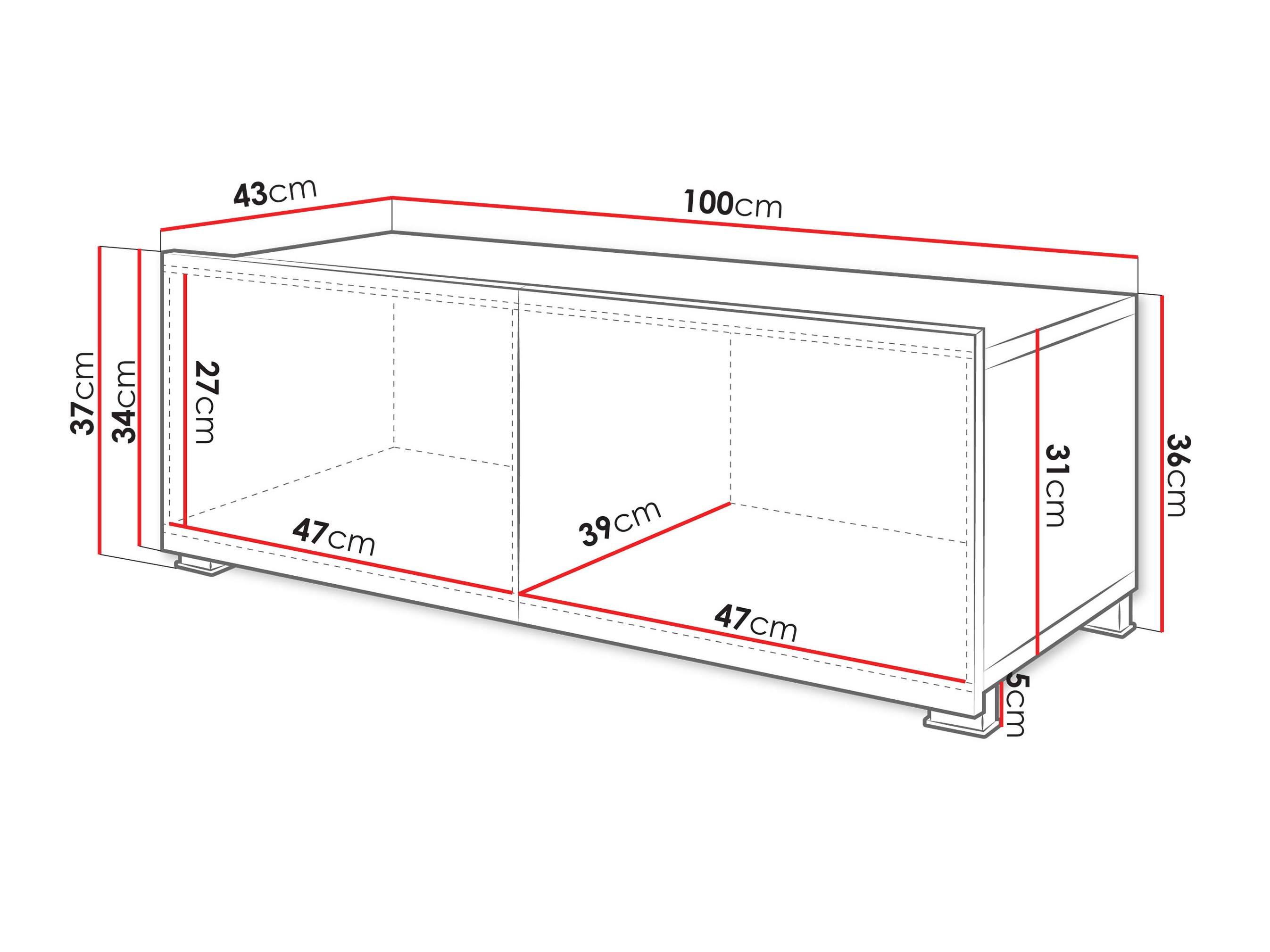 TV galds Remus I (Melns + Glancēts melns)