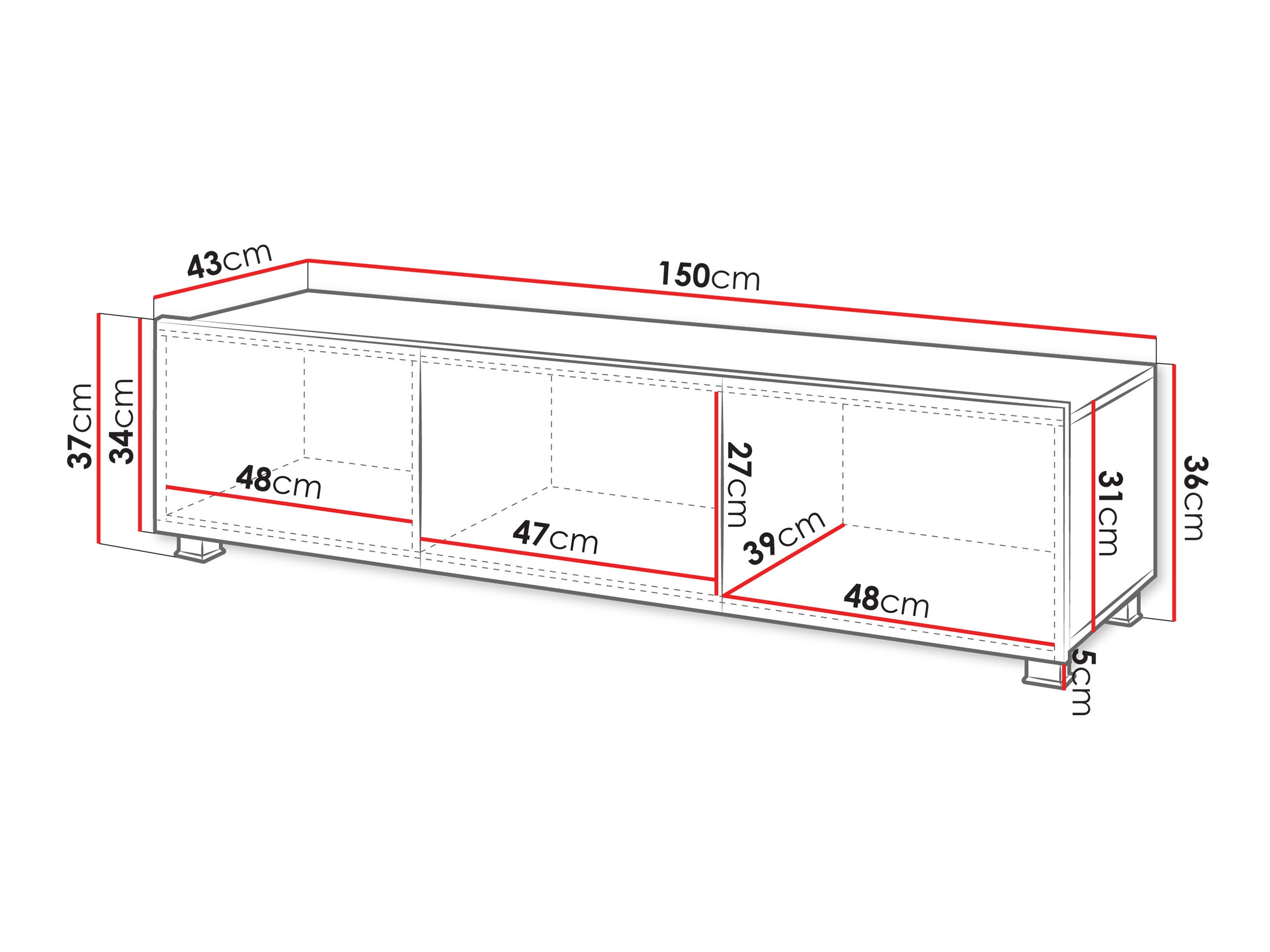 TV galds Remus (Melns + Glancēts melns)