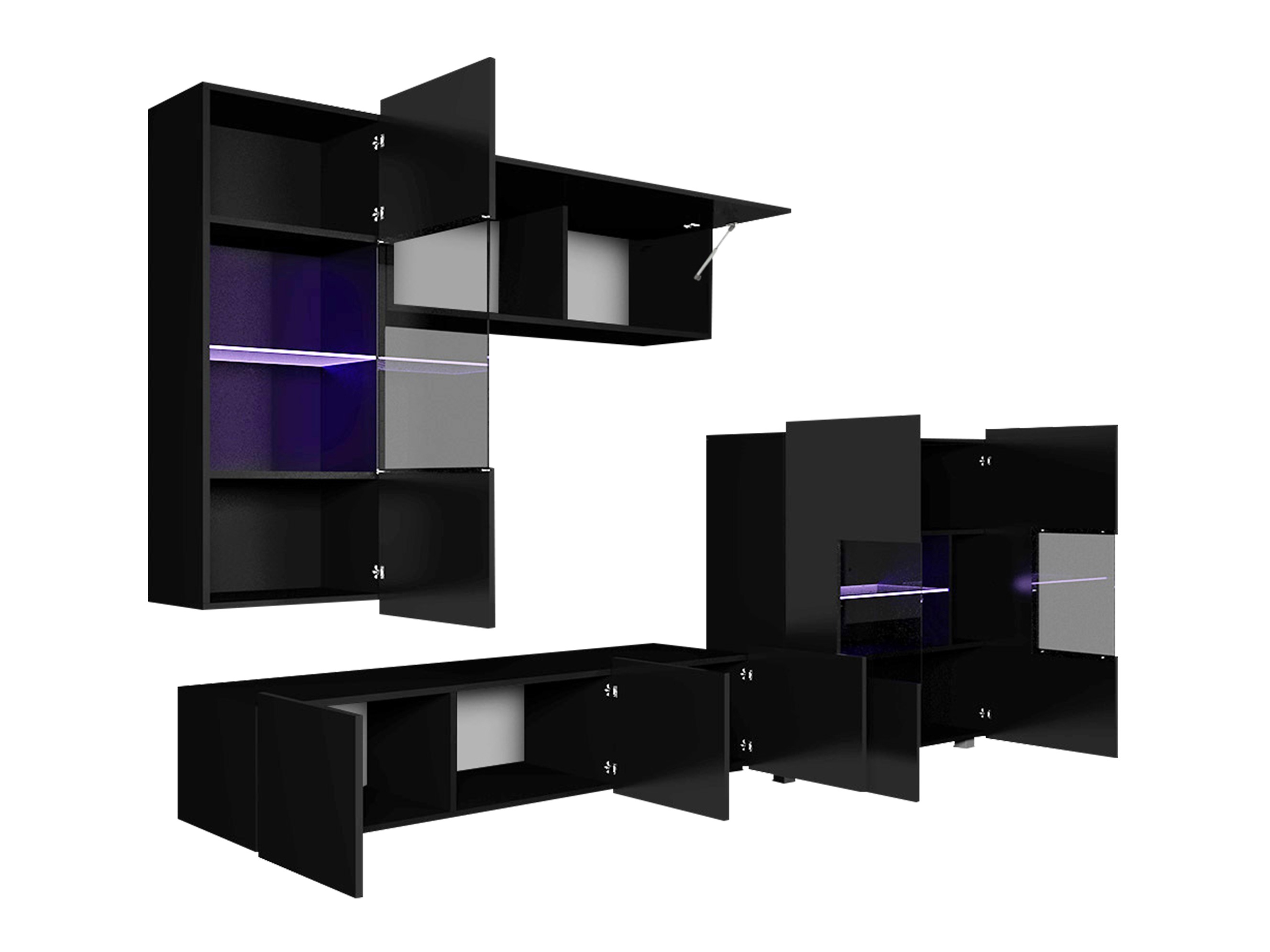 Viesistabas komplekts Remus III (Melns + Glancēts melns)