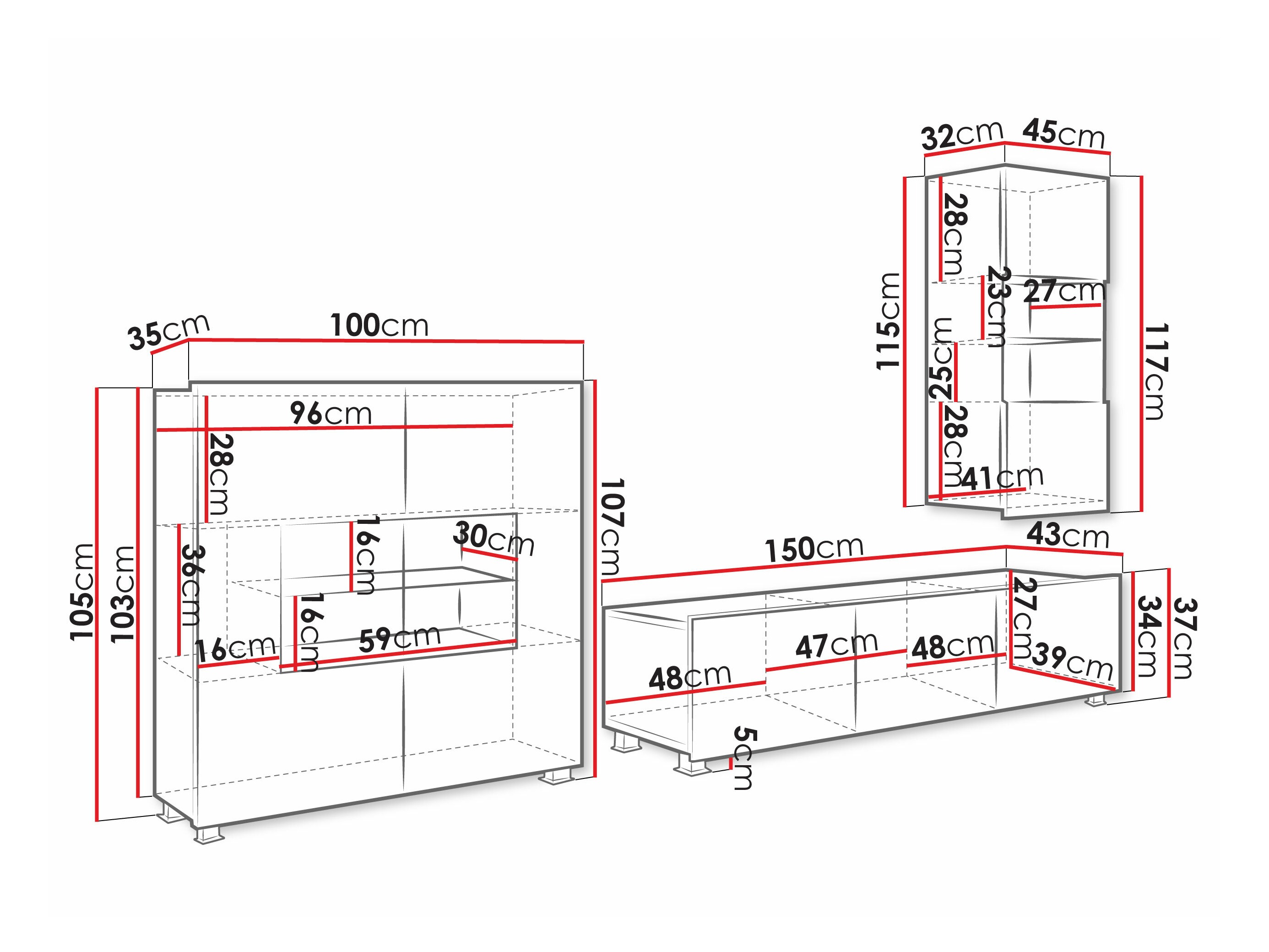 Viesistabas komplekts Remus VII (Balts + Glancēts balts)