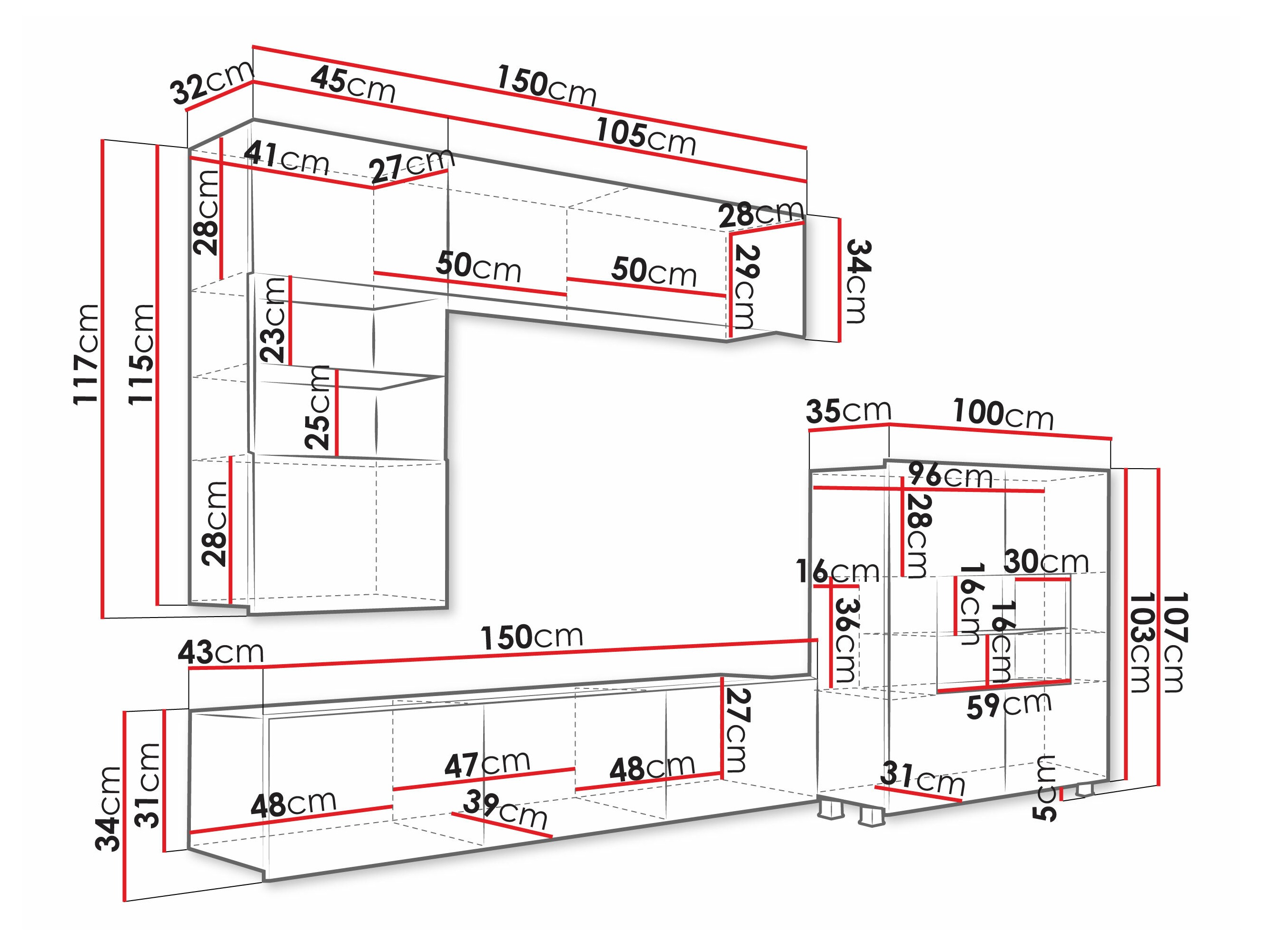 Viesistabas komplekts Tivdalu 107 (Melns + Glancēts melns)