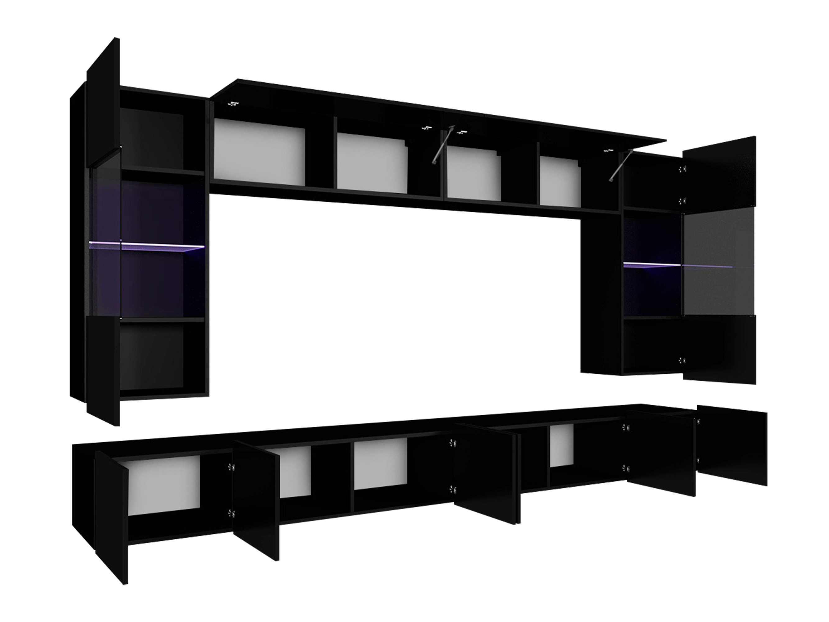 Viesistabas komplekts Tivdalu 105 (Melns + Glancēts melns)