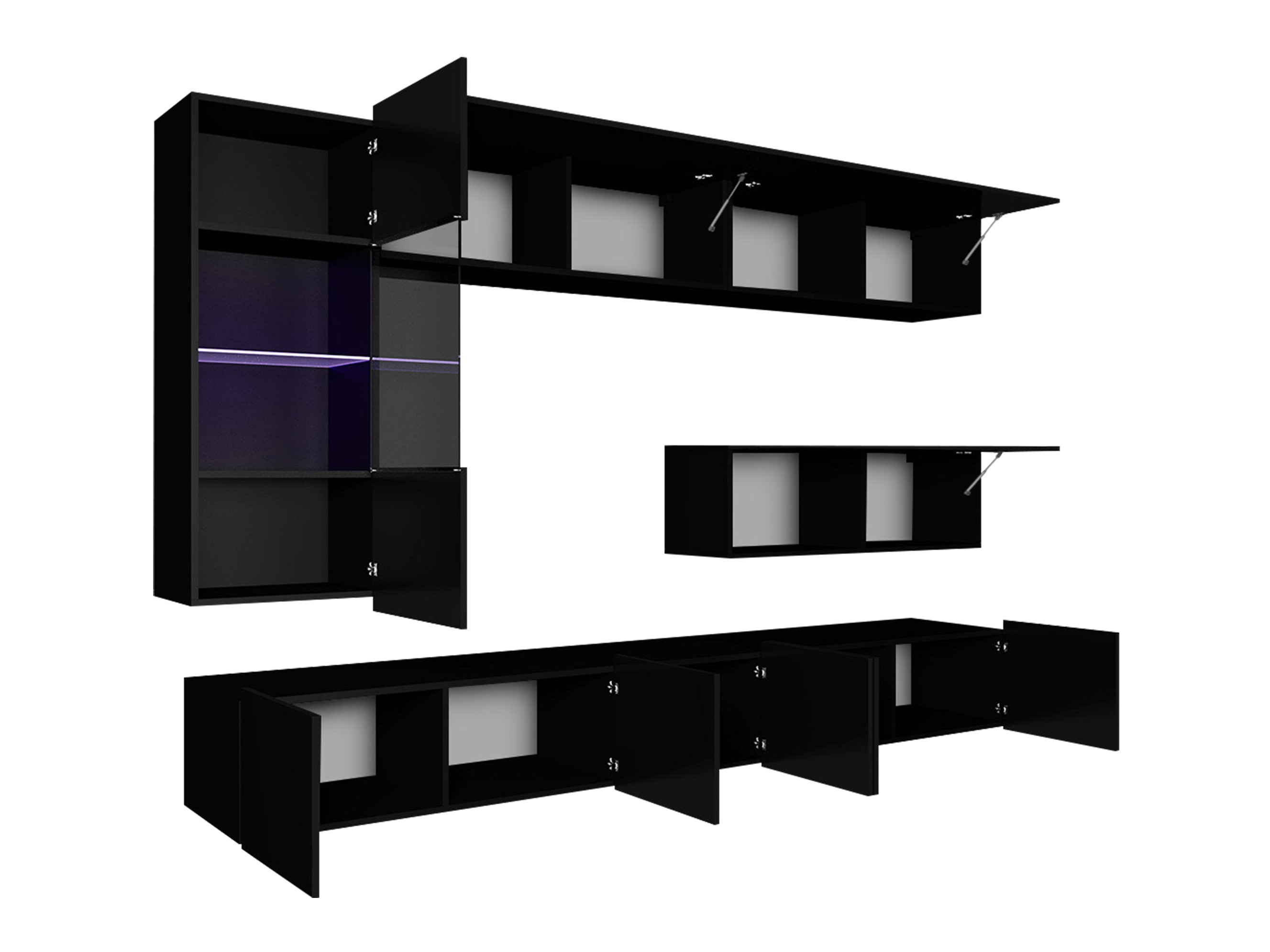 Viesistabas komplekts Tivdalu 108 (Melns + Glancēts melns)