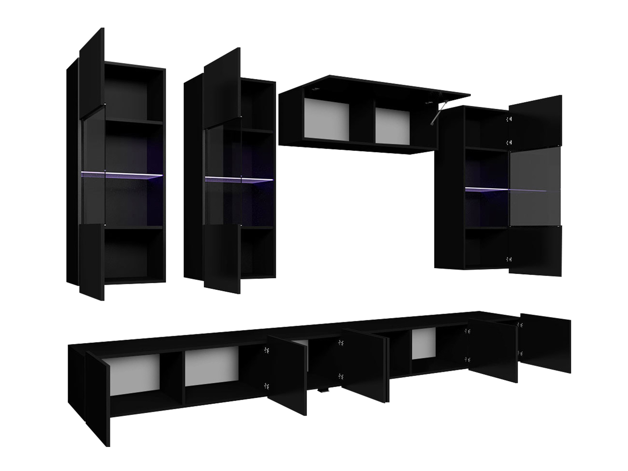 Viesistabas komplekts Tivdalu 109 (Melns + Glancēts melns)