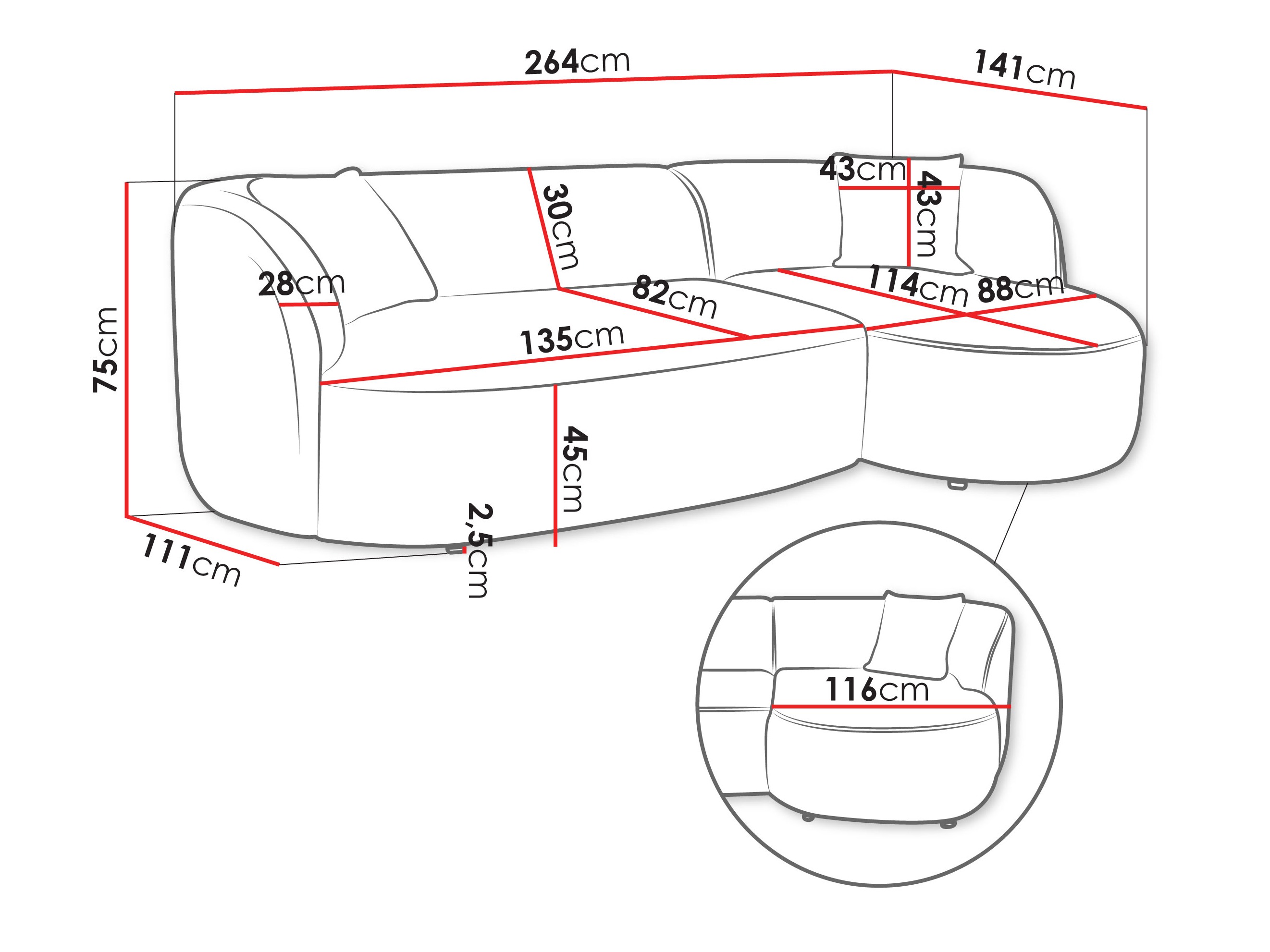 Stūra dīvāns TrendyNest Gubor (Euphoria 01)