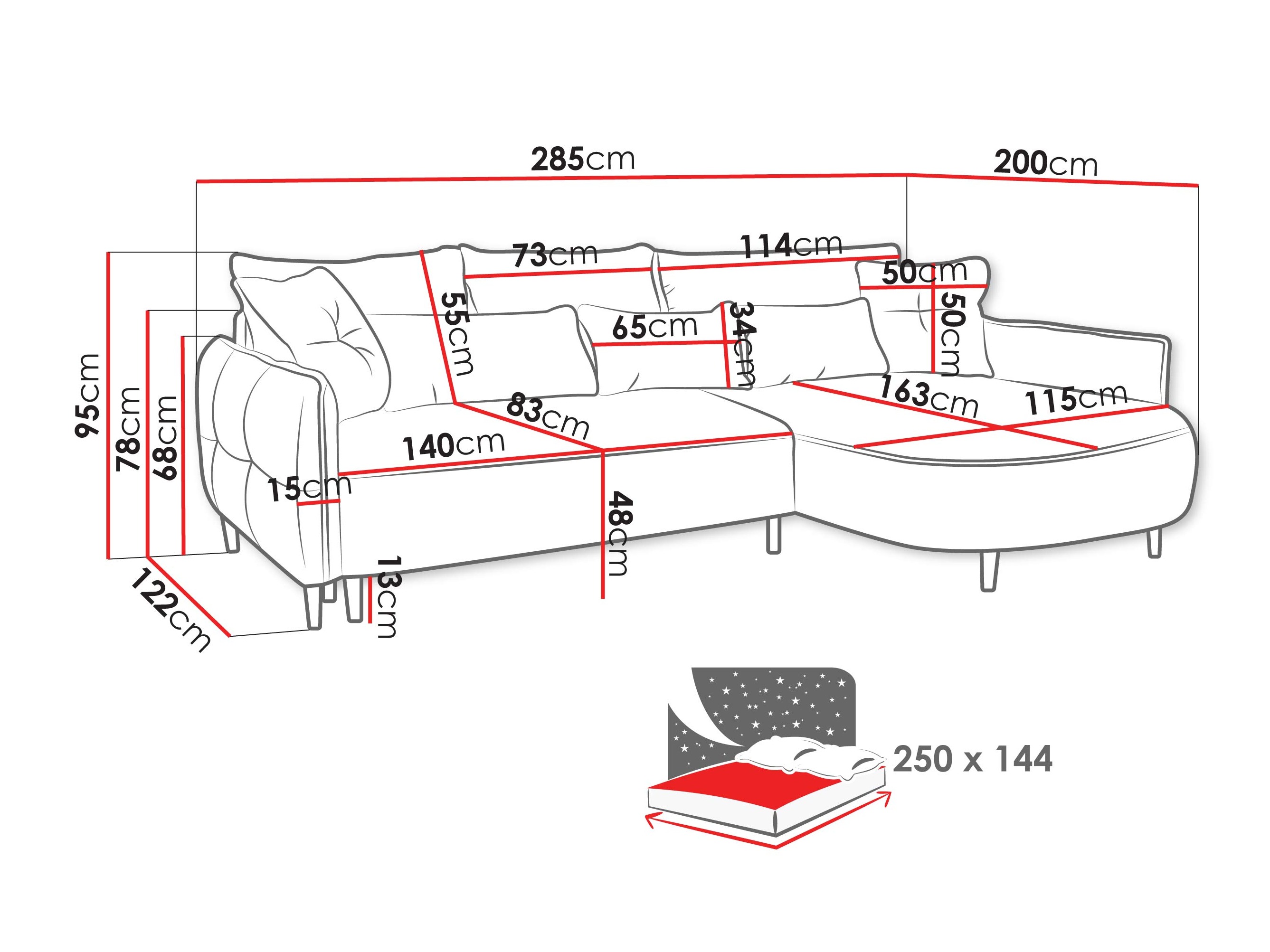 Stūra dīvāns TrendyNest Prunal (Glow 01)