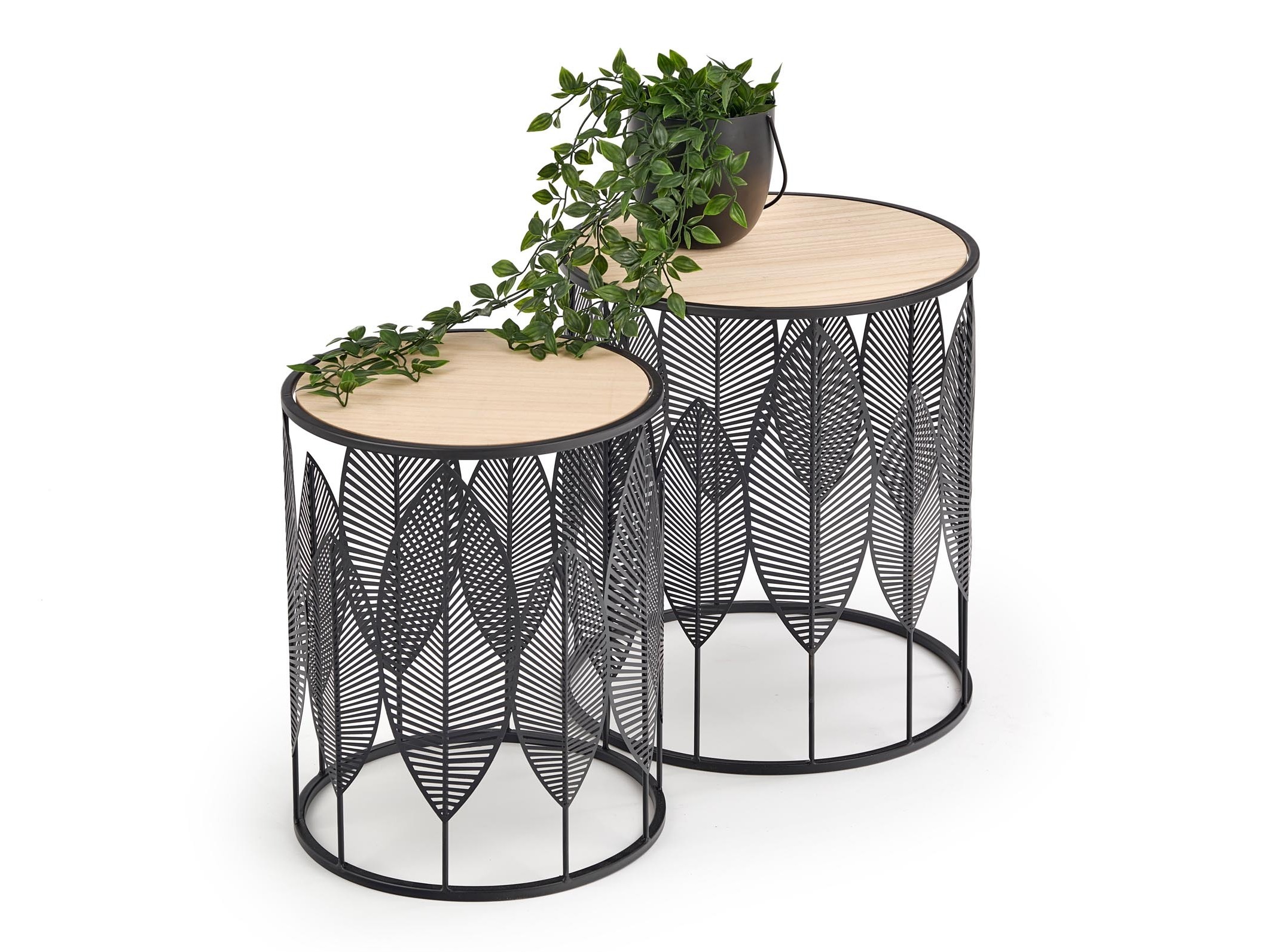 Kafijas galdiņu komplekts Houston 974 (Melns + Gaišs koks)