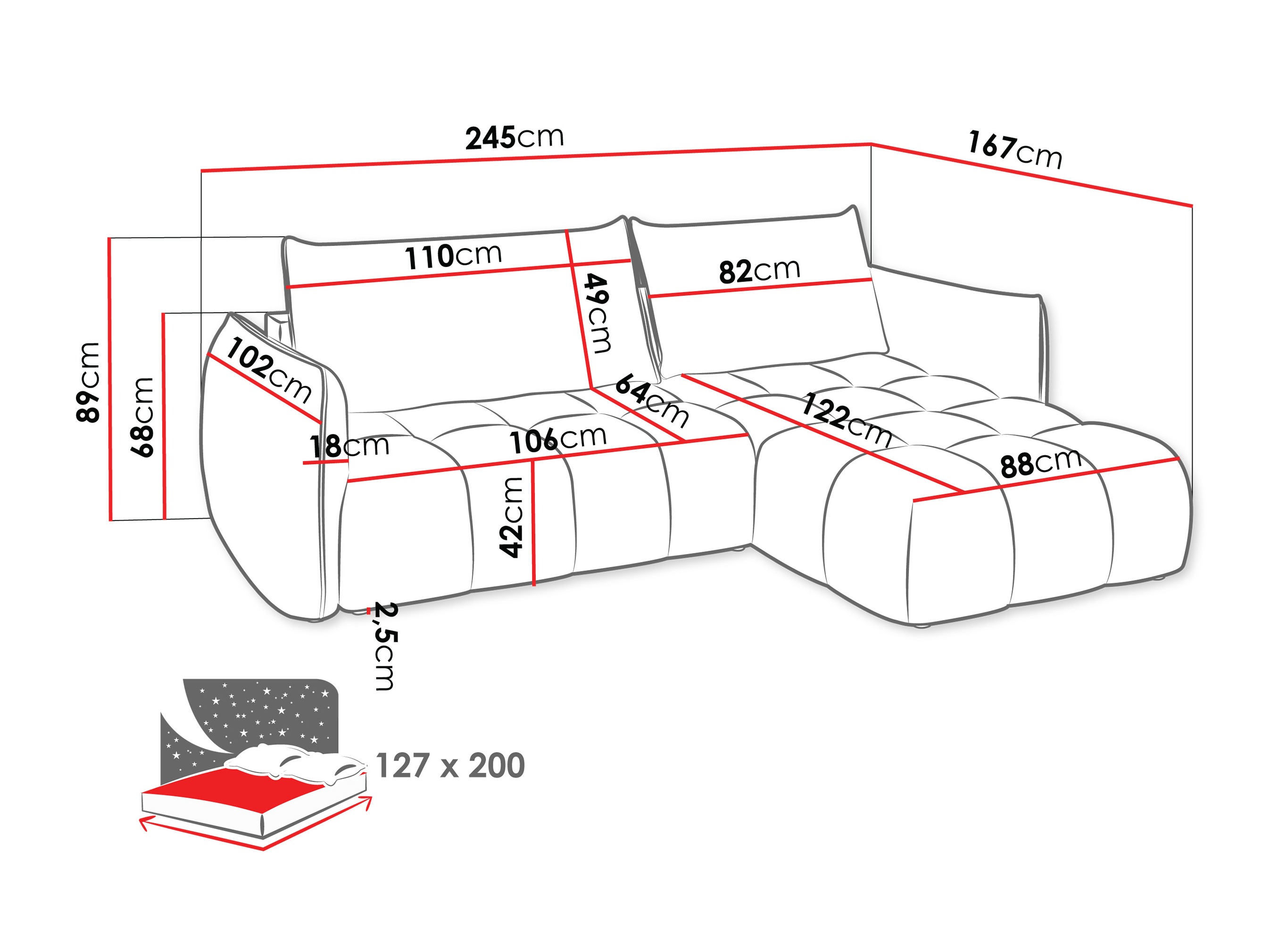 Stūra dīvāns Lima 136 (Lumo 65)