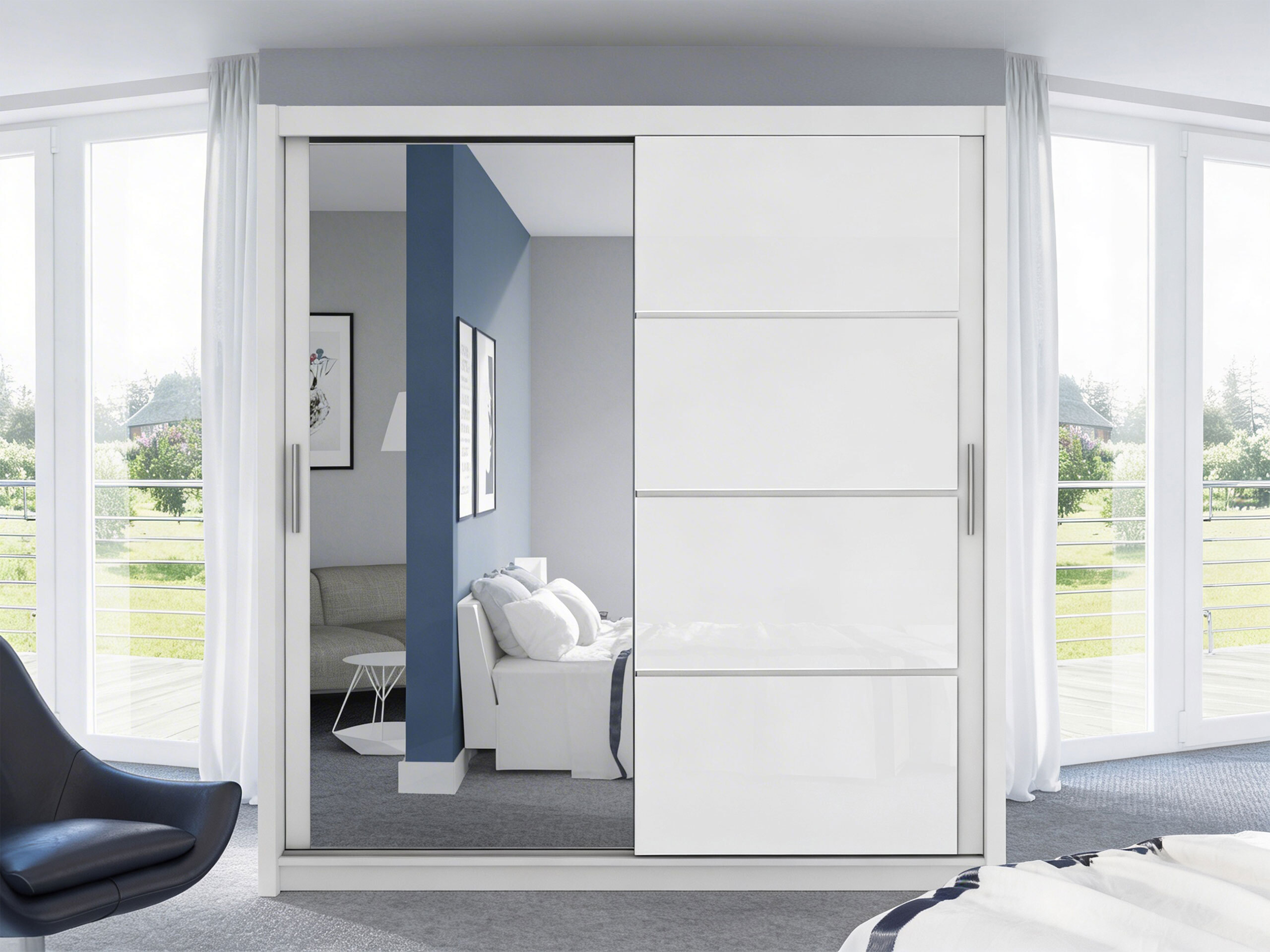 Skapis Honolulu 111 (Balts + Glancēts balts)