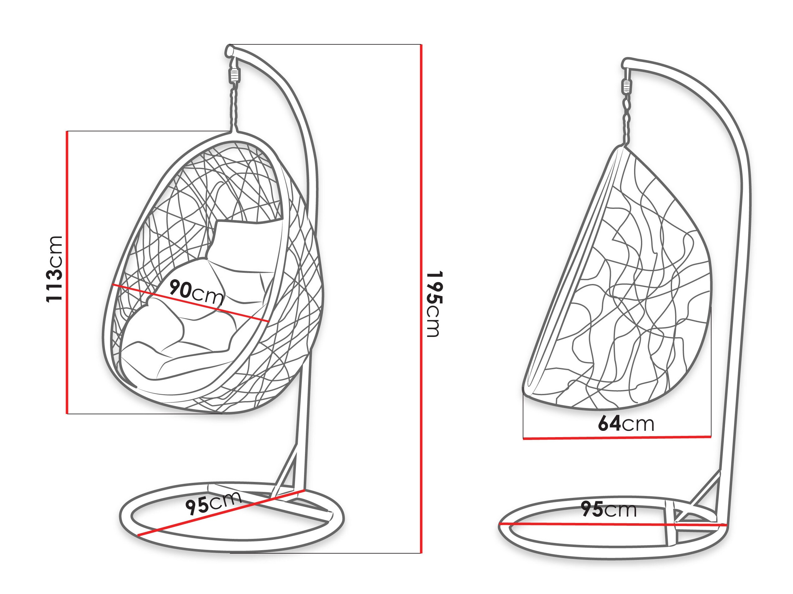 Piekaramais krēsls Comfivo Undtudo (Tumši pelēks + Pelēks)