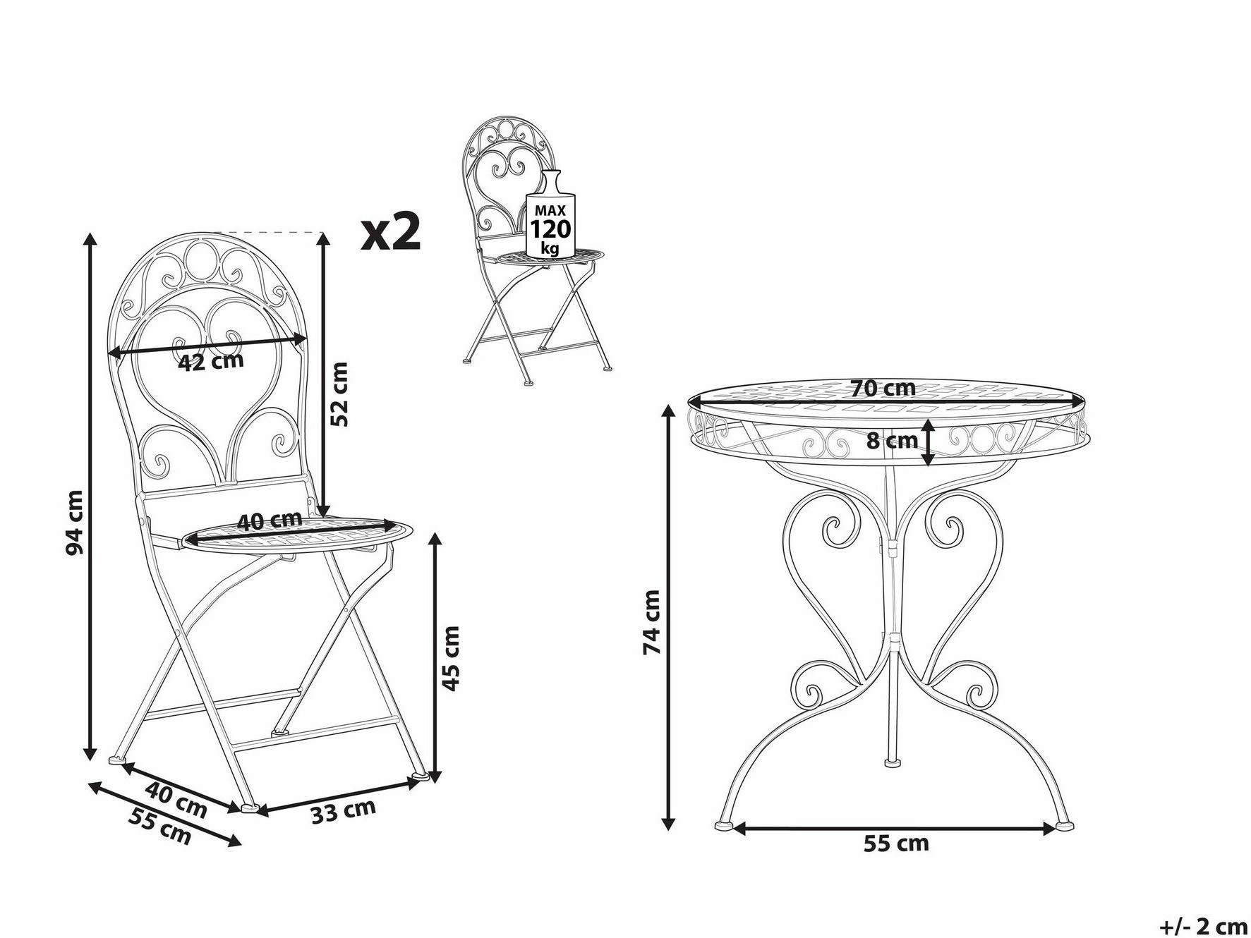 Balkona komplekts Berwyn 3226 (Tumši rozā)