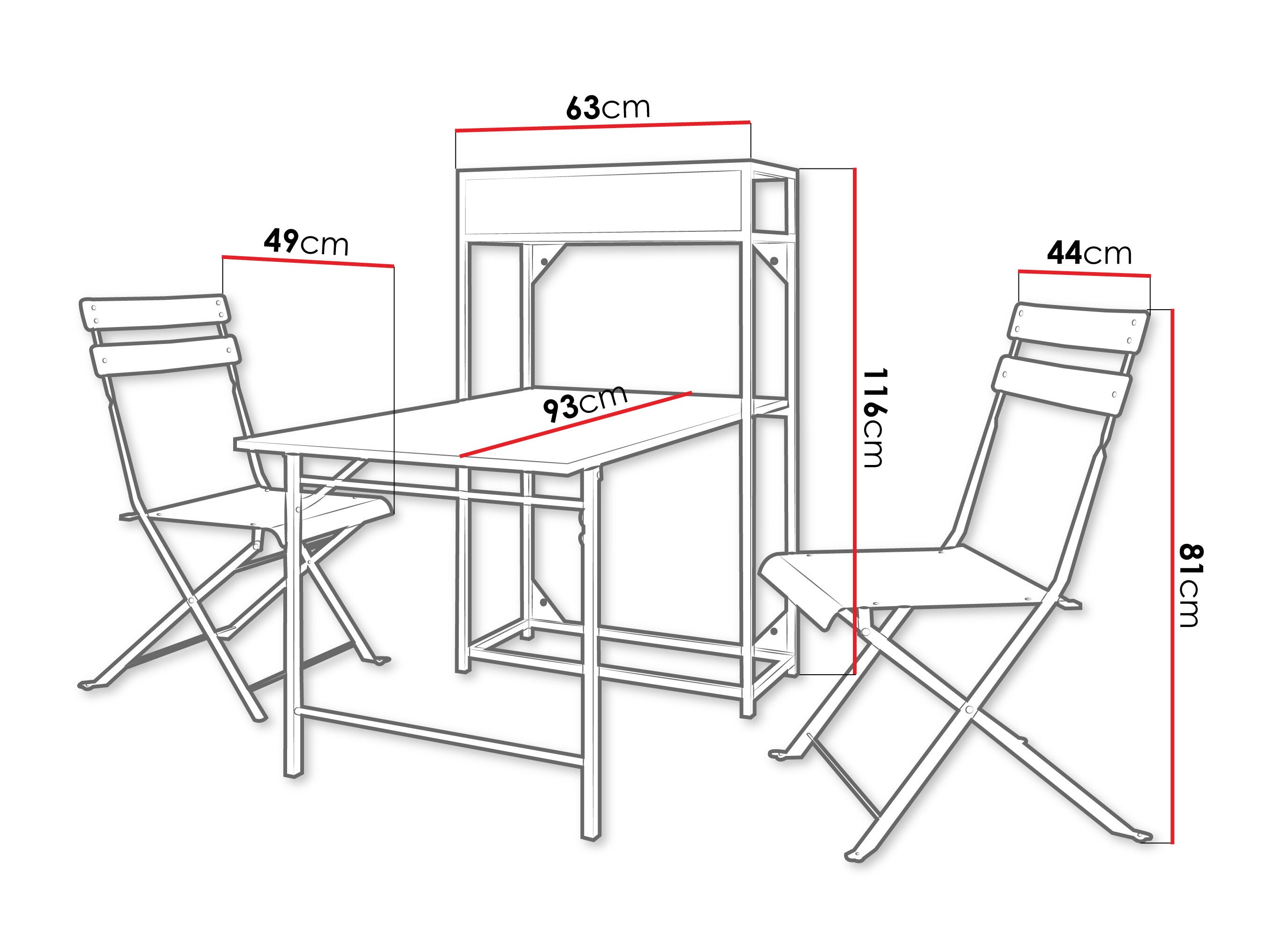Balkona komplekts Lenitus (Melns)