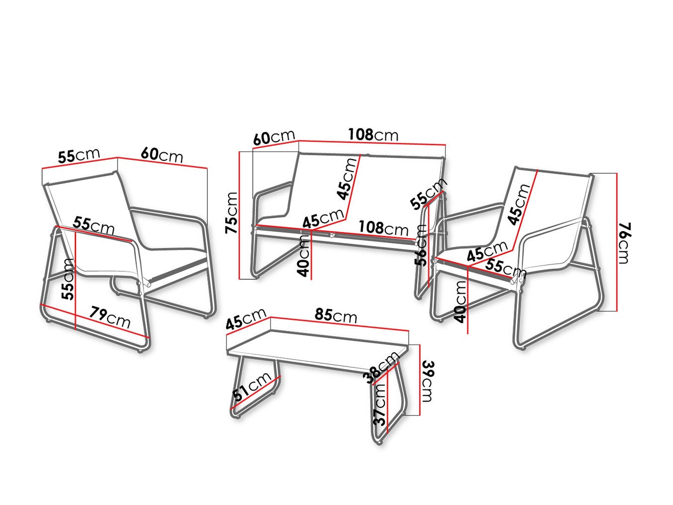 Dārza mēbeļu komplekts Aques