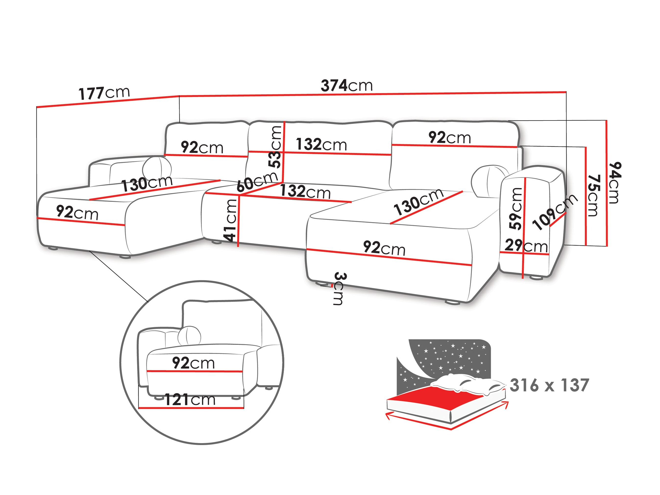 Stūra dīvāns TrendyNest 130 (Coral 15)