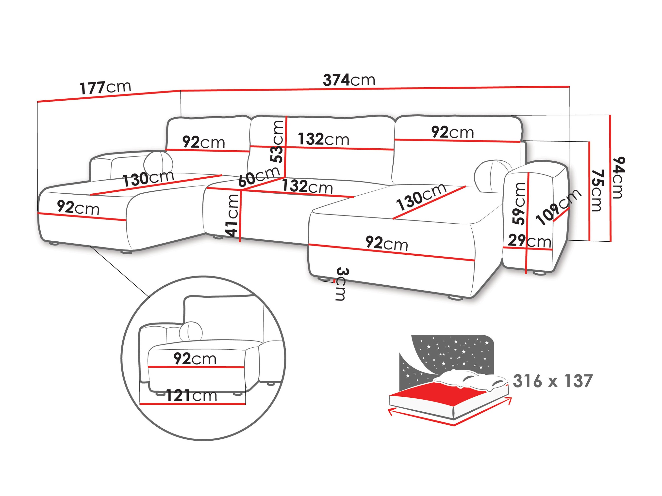 Stūra dīvāns TrendyNest Piscor (Coral 80)