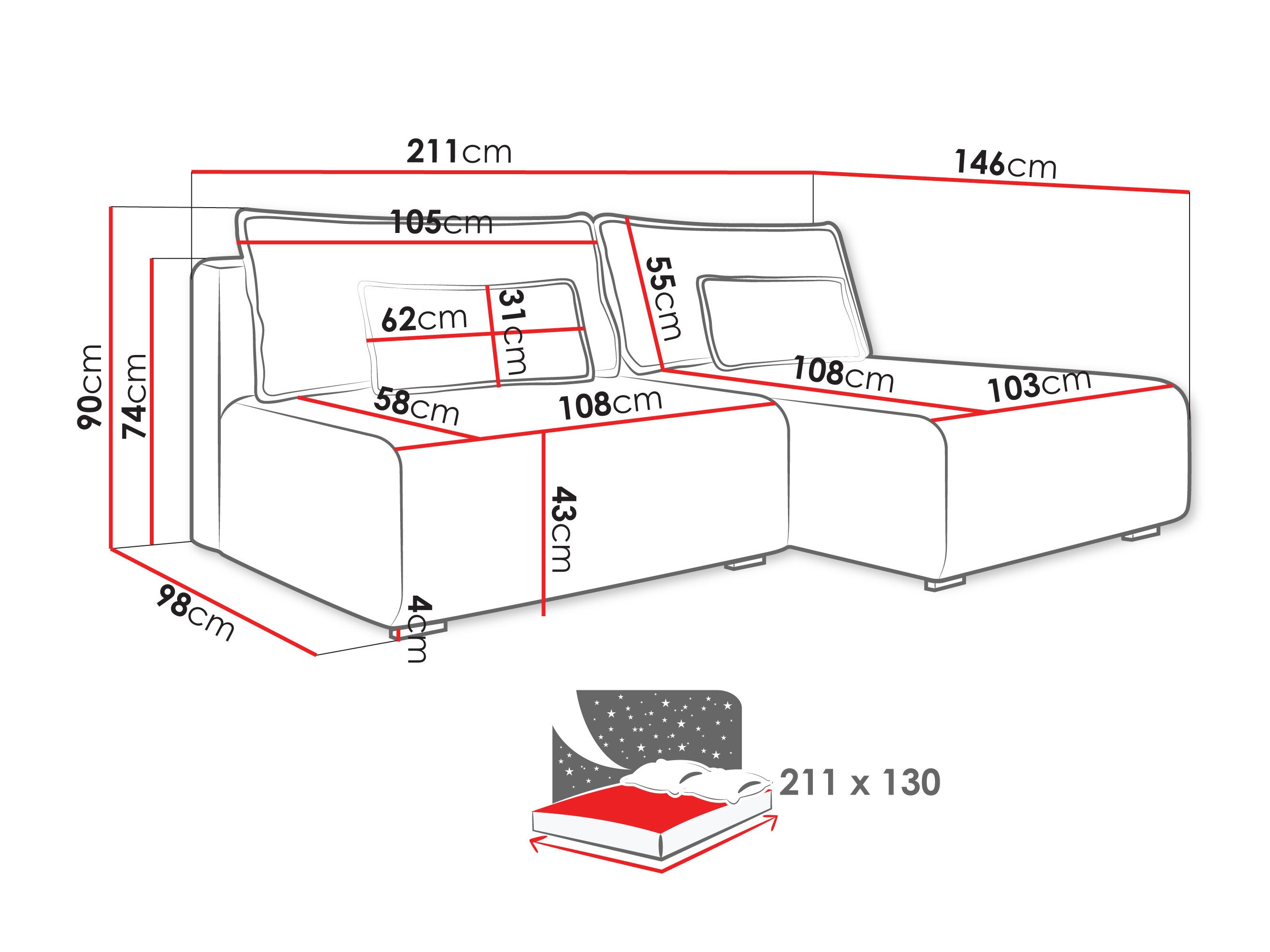 Stūra dīvāns TrendyNest Fenestal (Tilia 11)