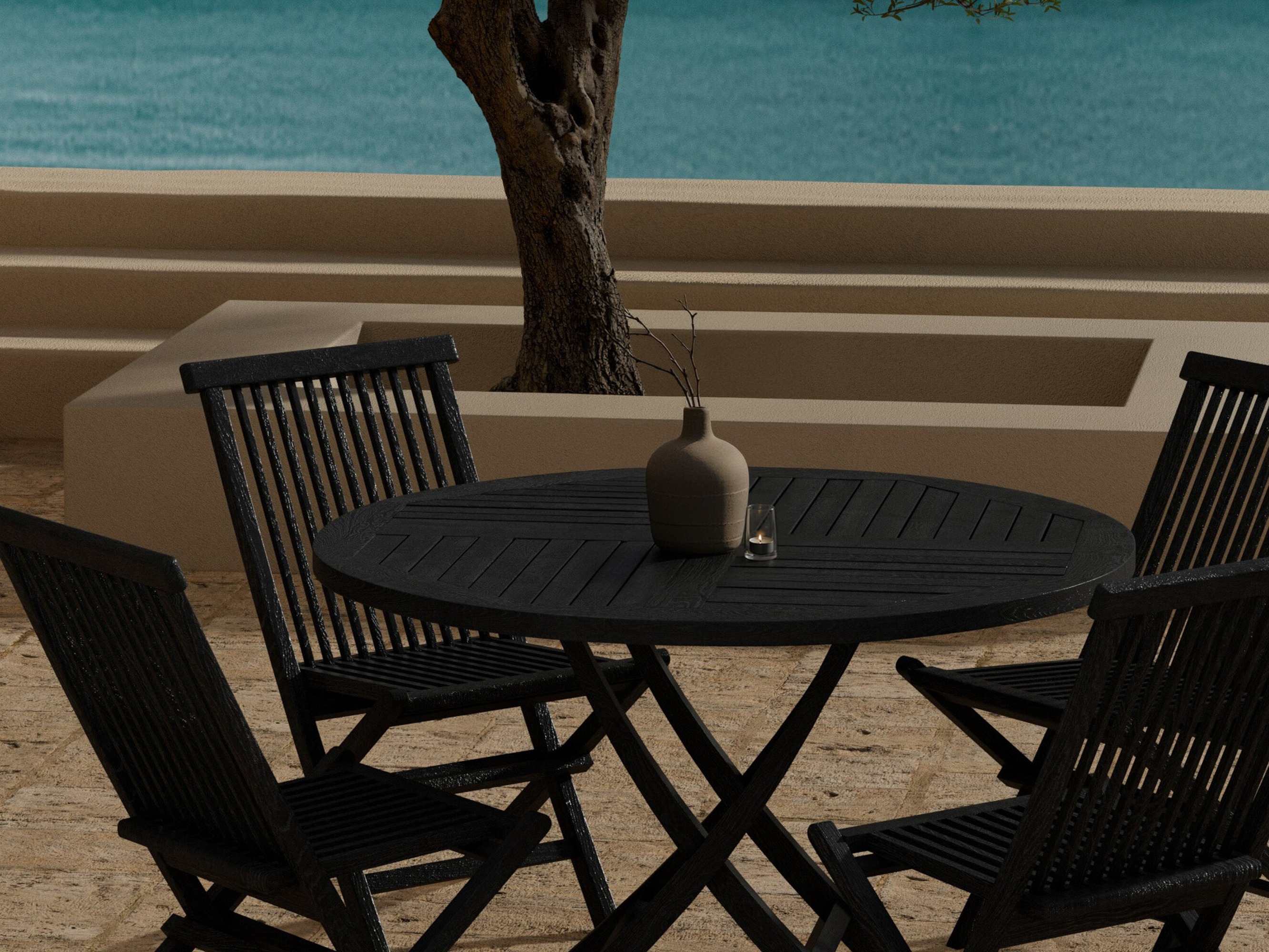 Galds un krēslu komplekts Nunova 145 (Melns)