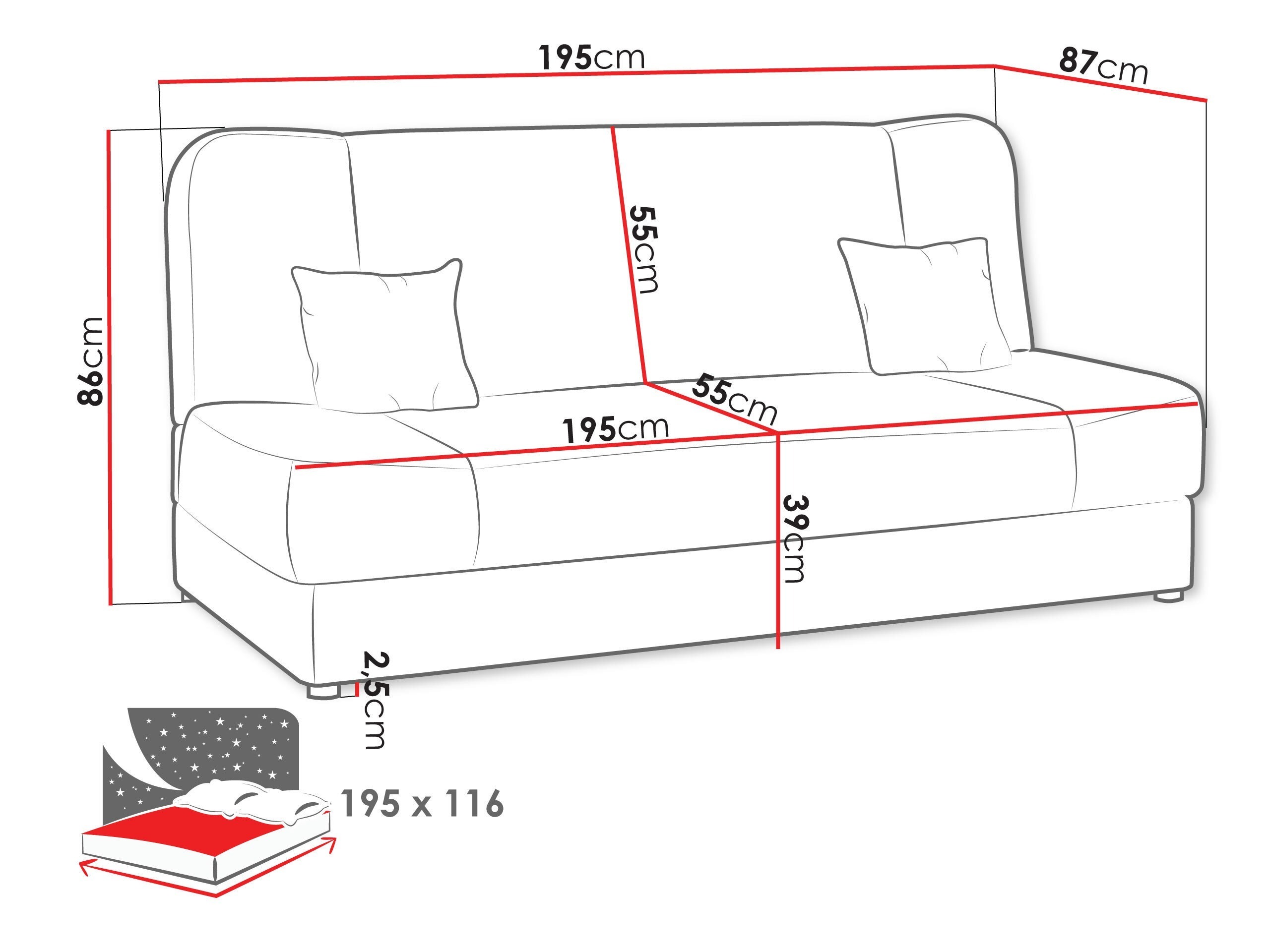 Dīvāns gulta Comfivo Cera (Magic Velvet 2202 + Magic Velvet 2250)
