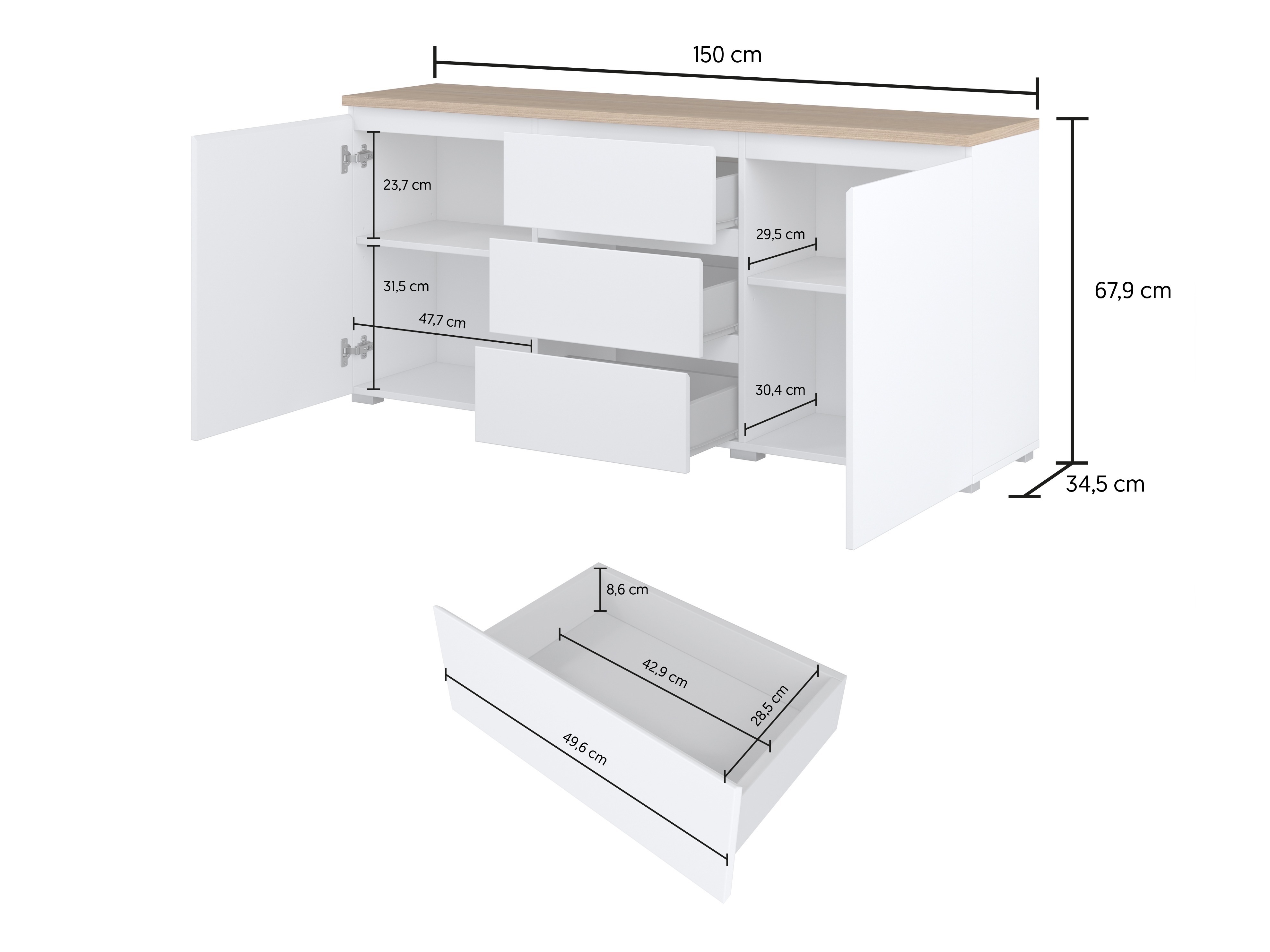 Kumode Baletu 106 (Melns + Ozols)