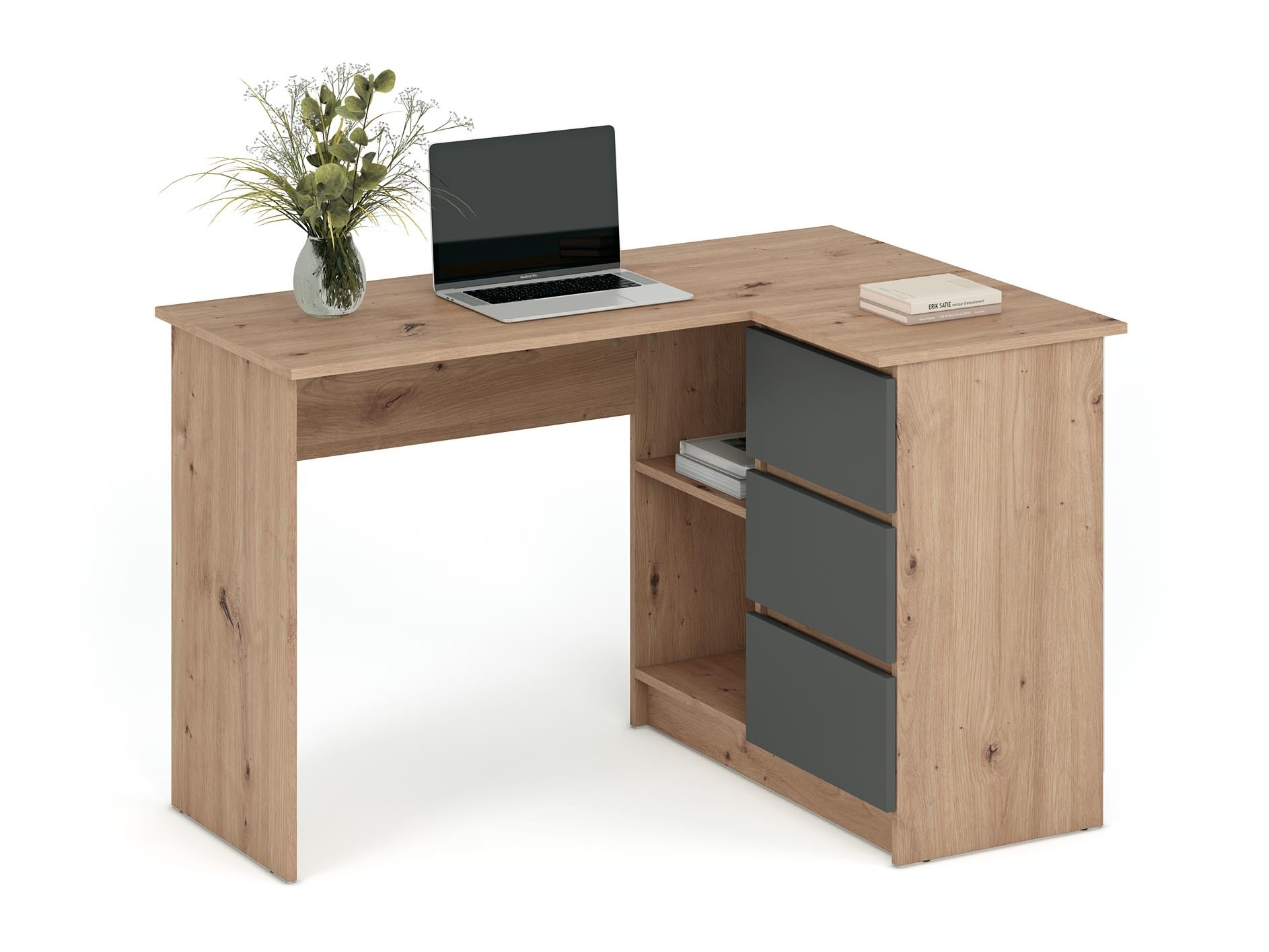 Stūra rakstāmgalds Houston 1950 (Grafīts + Artisan ozols)