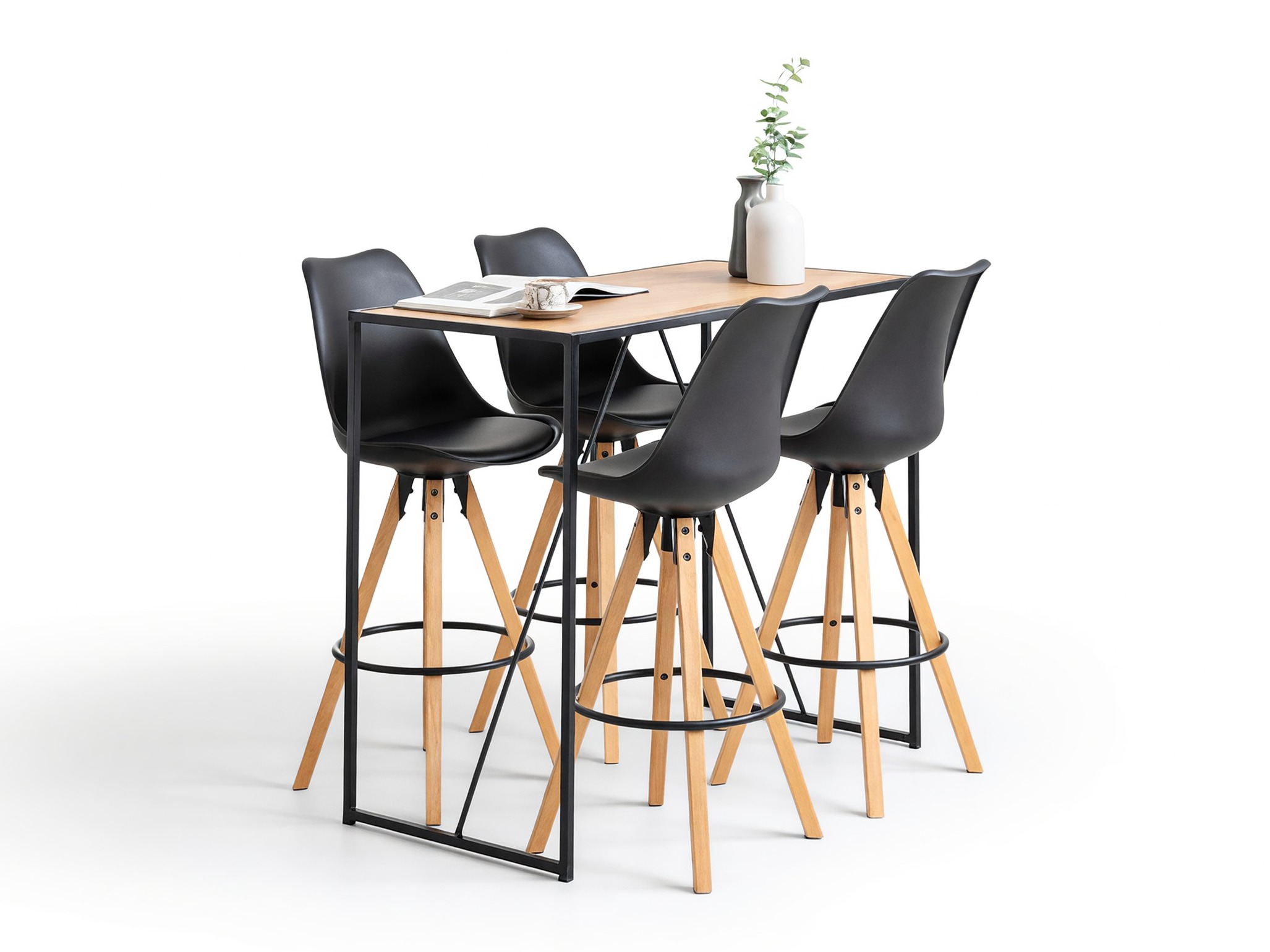 Ēdamistabas komplekts Norsica 517 (Melns + Gaišs koks)