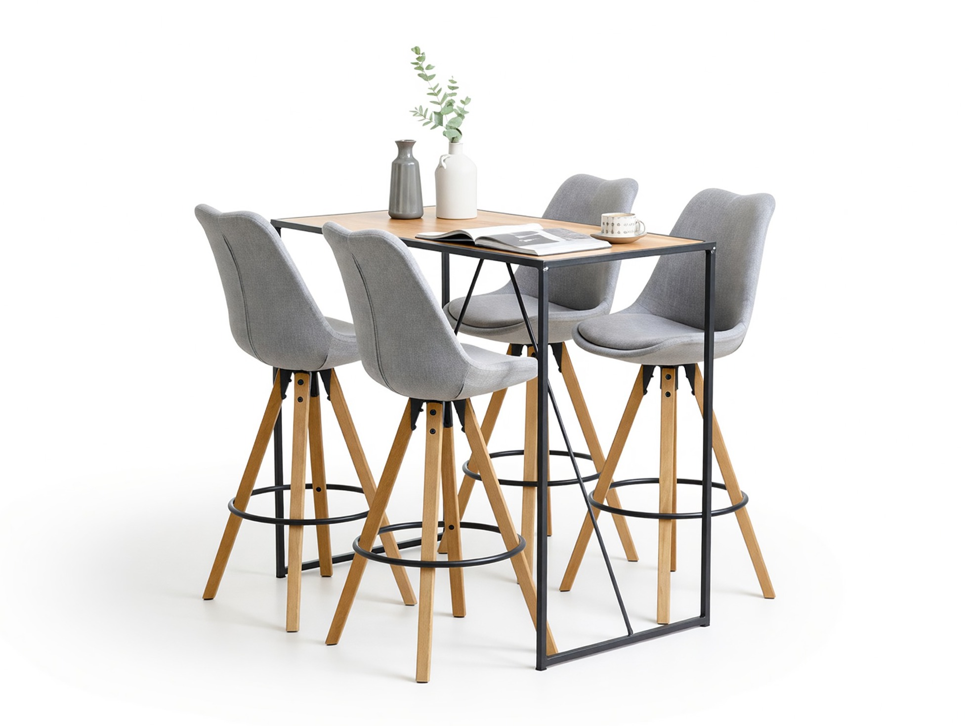 Ēdamistabas komplekts Norsica 517 (Pelēks + Gaišs koks)