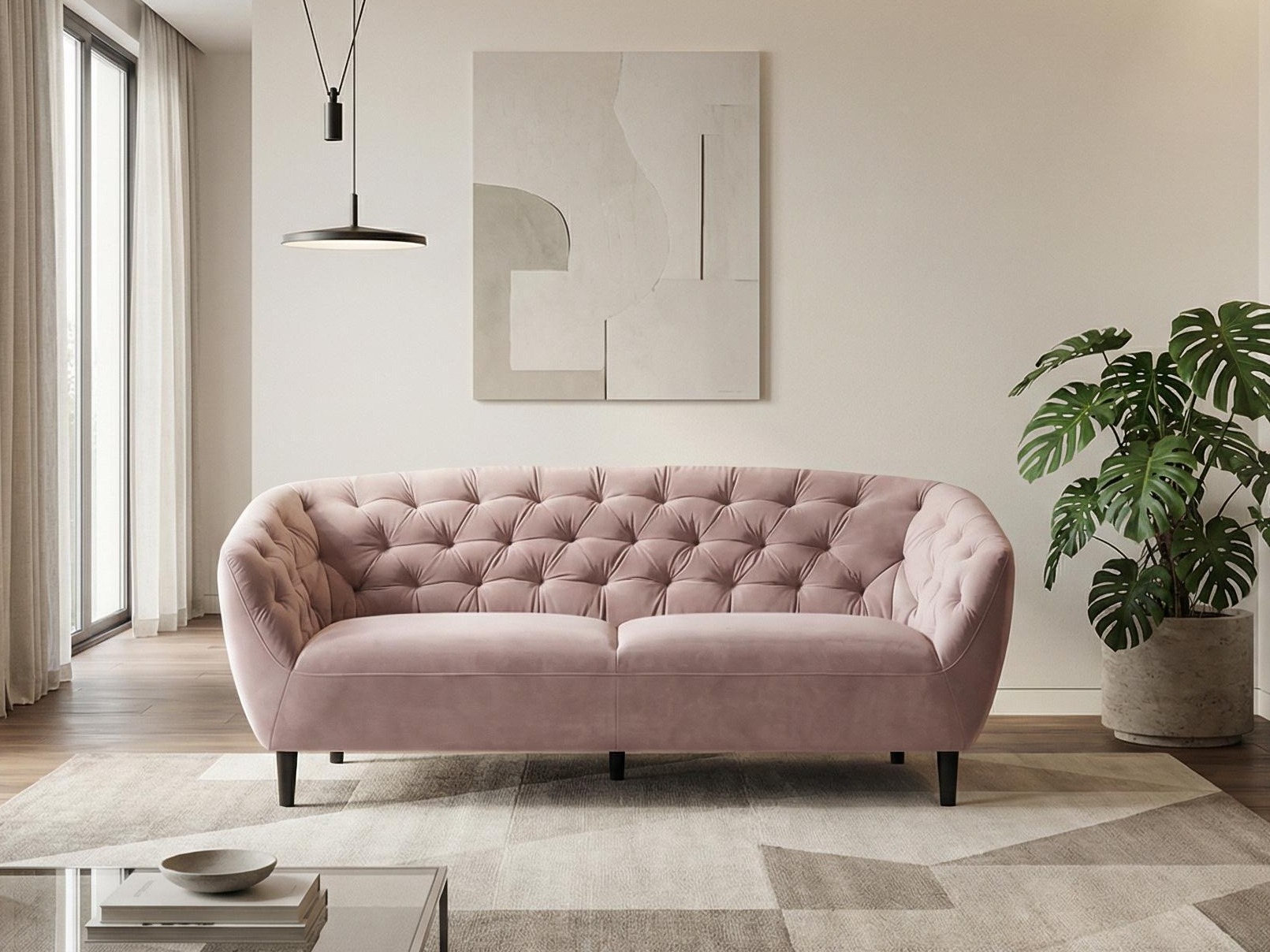Chesterfield dīvāns Norsica 232 (Dusty rozā)