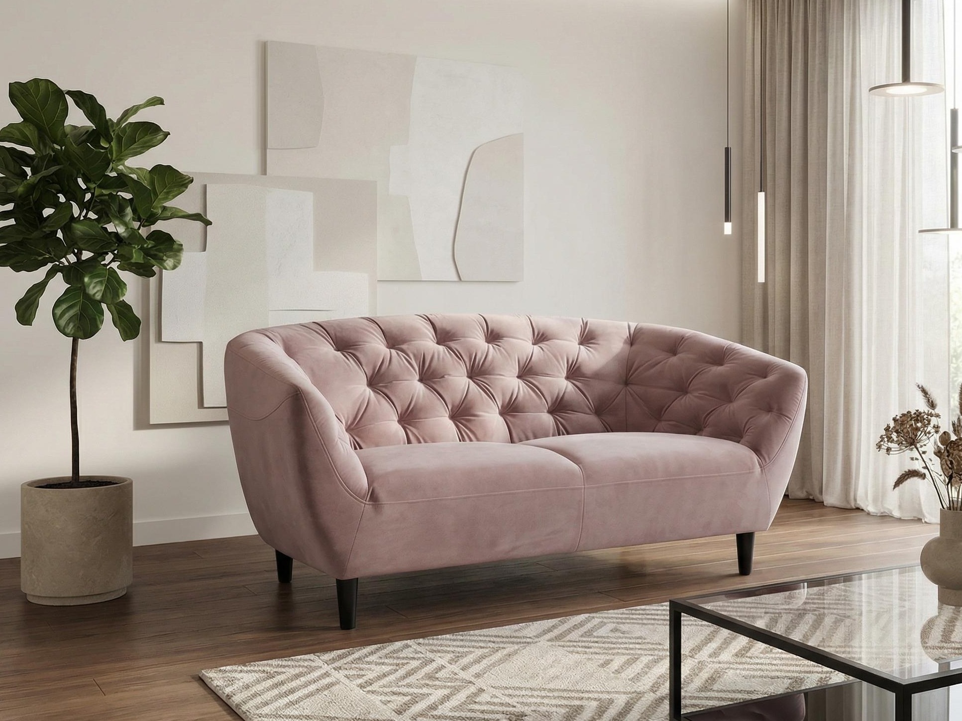 Chesterfield dīvāns Norsica 260 (Dusty rozā)