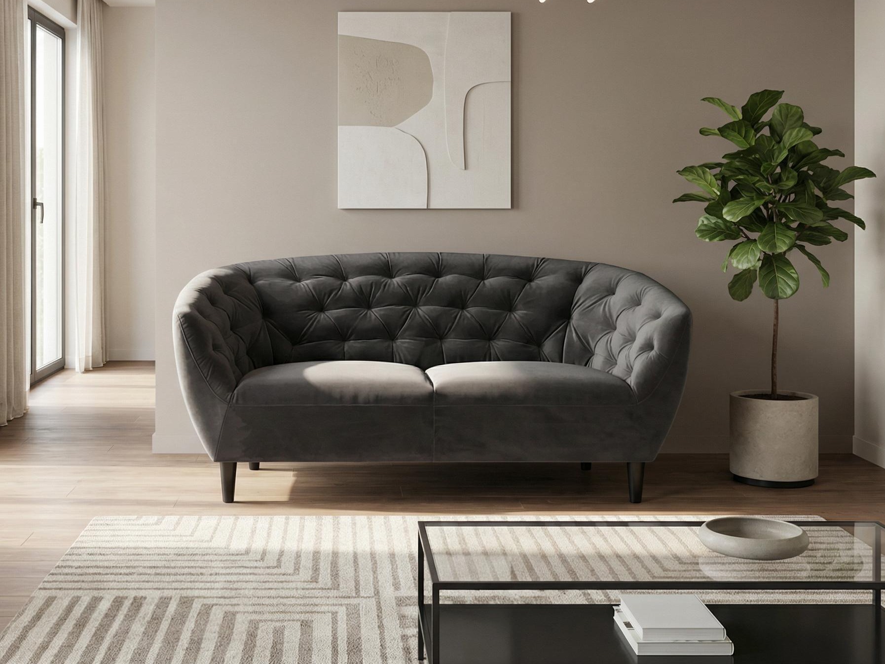 Chesterfield dīvāns Norsica 260 (Tumši pelēks)