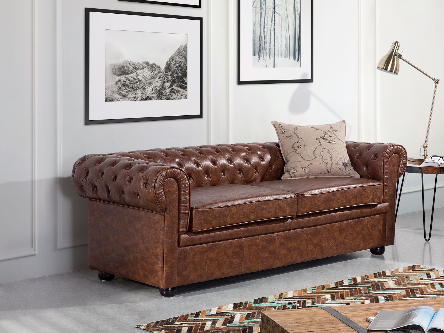 Chesterfield dīvāns Berwyn 832 (Brūns)