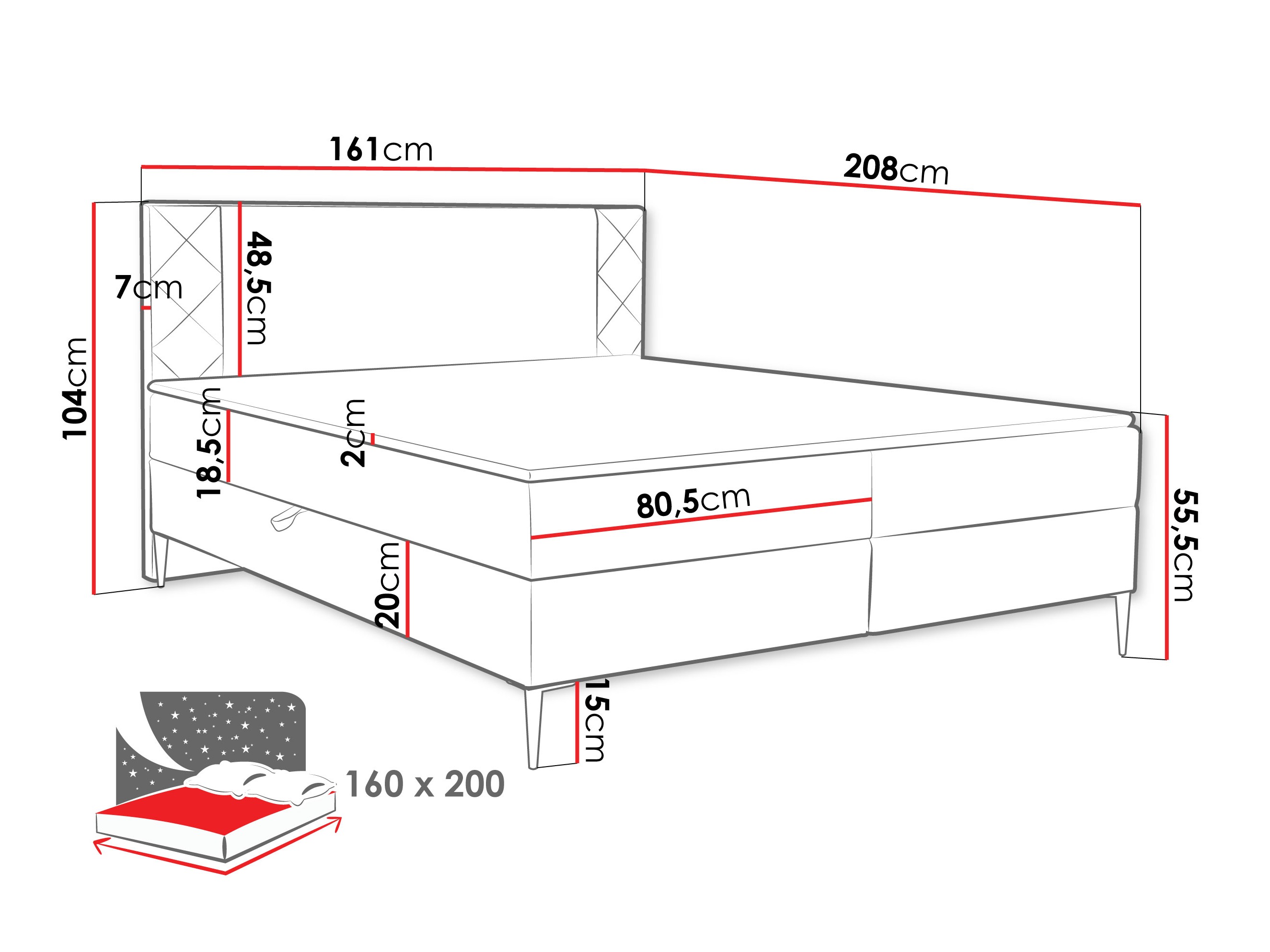 Kontinentālā gulta Providence 200 (Polo 872)