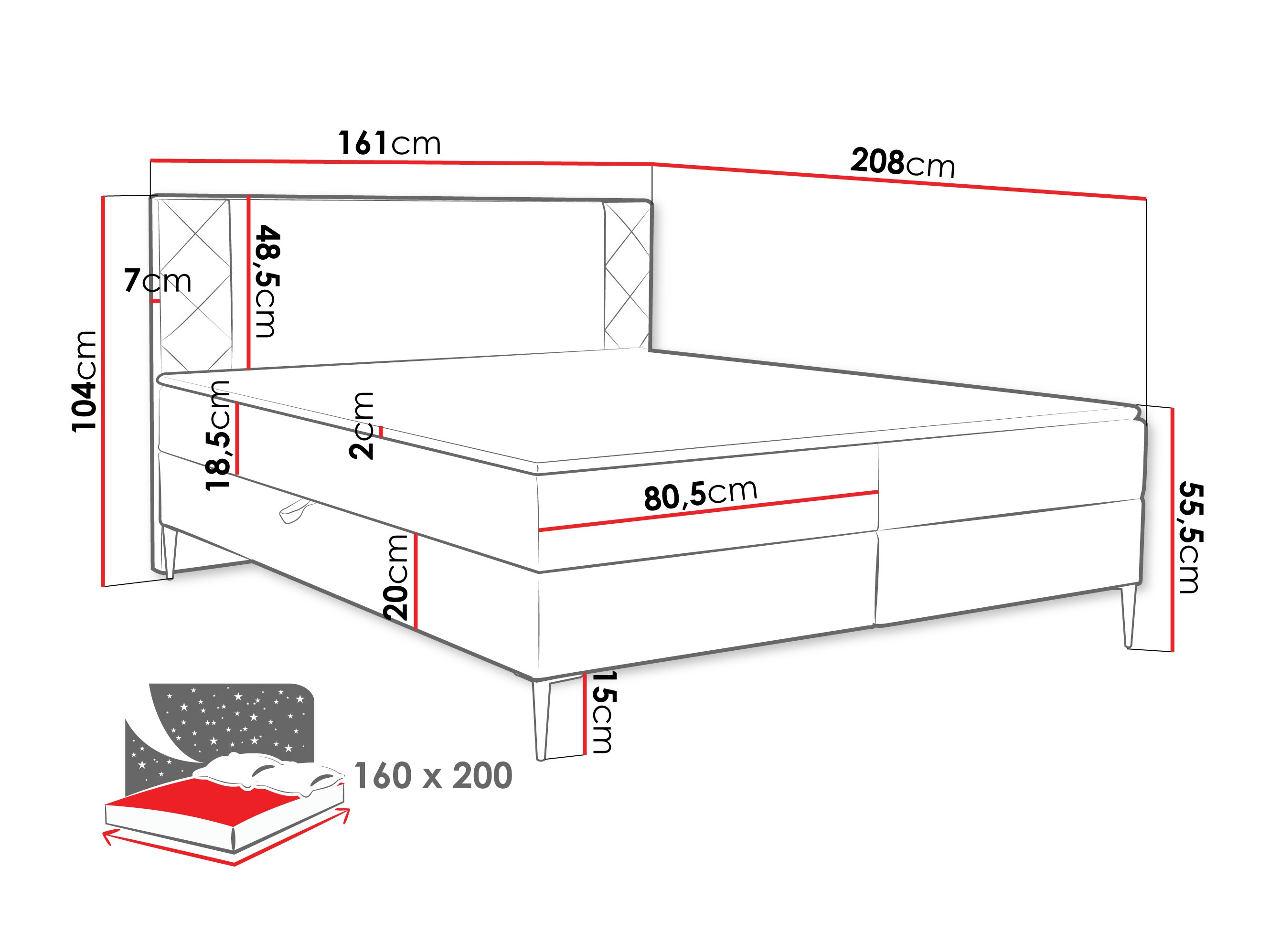 Kontinentālā gulta Providence 200 (Polo 897)