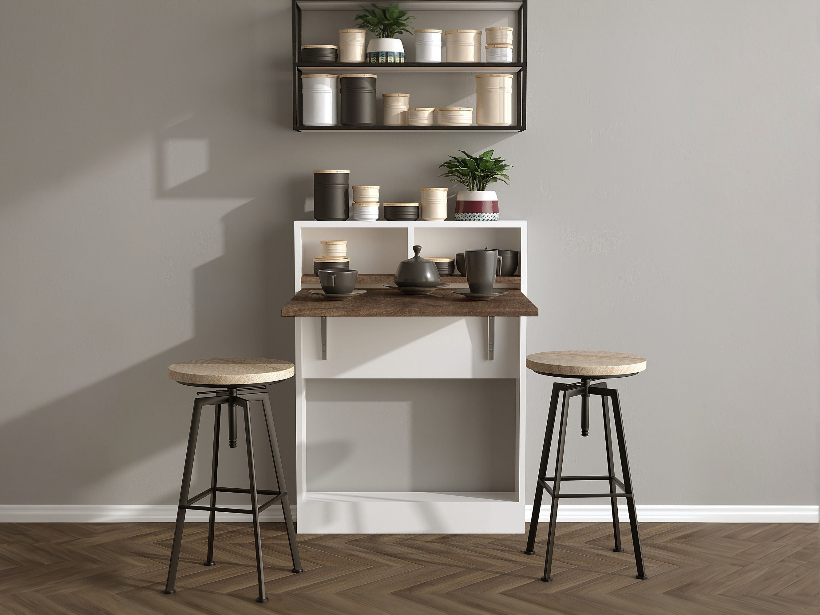 Salokāms galds Kailua 187 (Balts + Gaiši brūns)