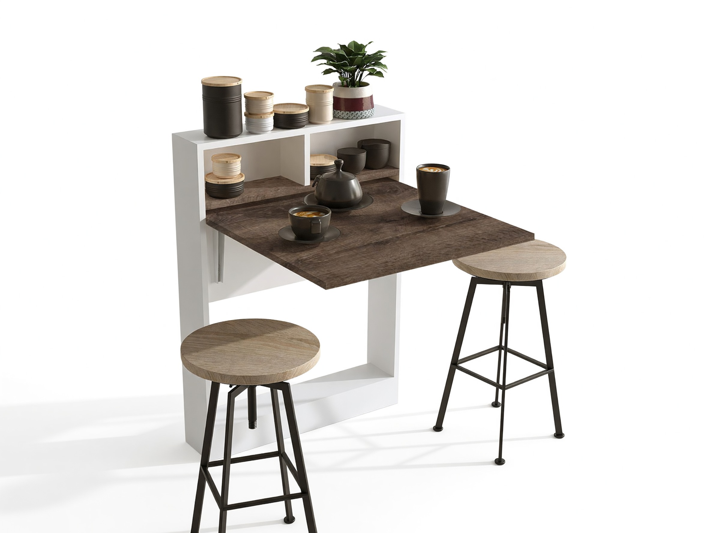 Salokāms galds Kailua 187 (Balts + Gaiši brūns)