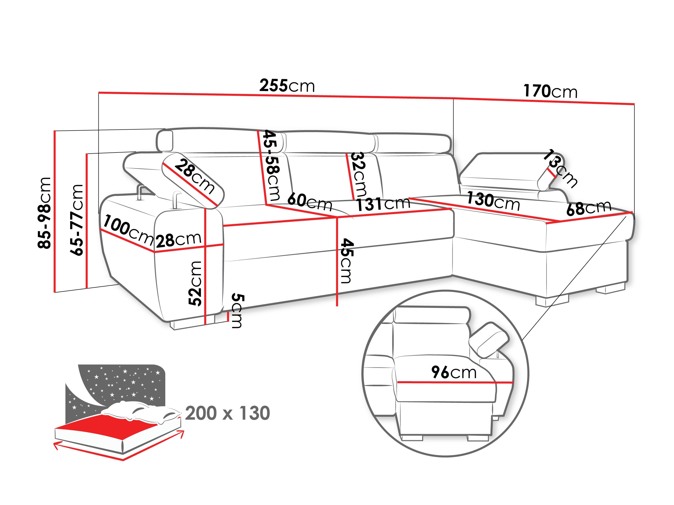 Stūra dīvāns Columbus 252 (Lumo 55)