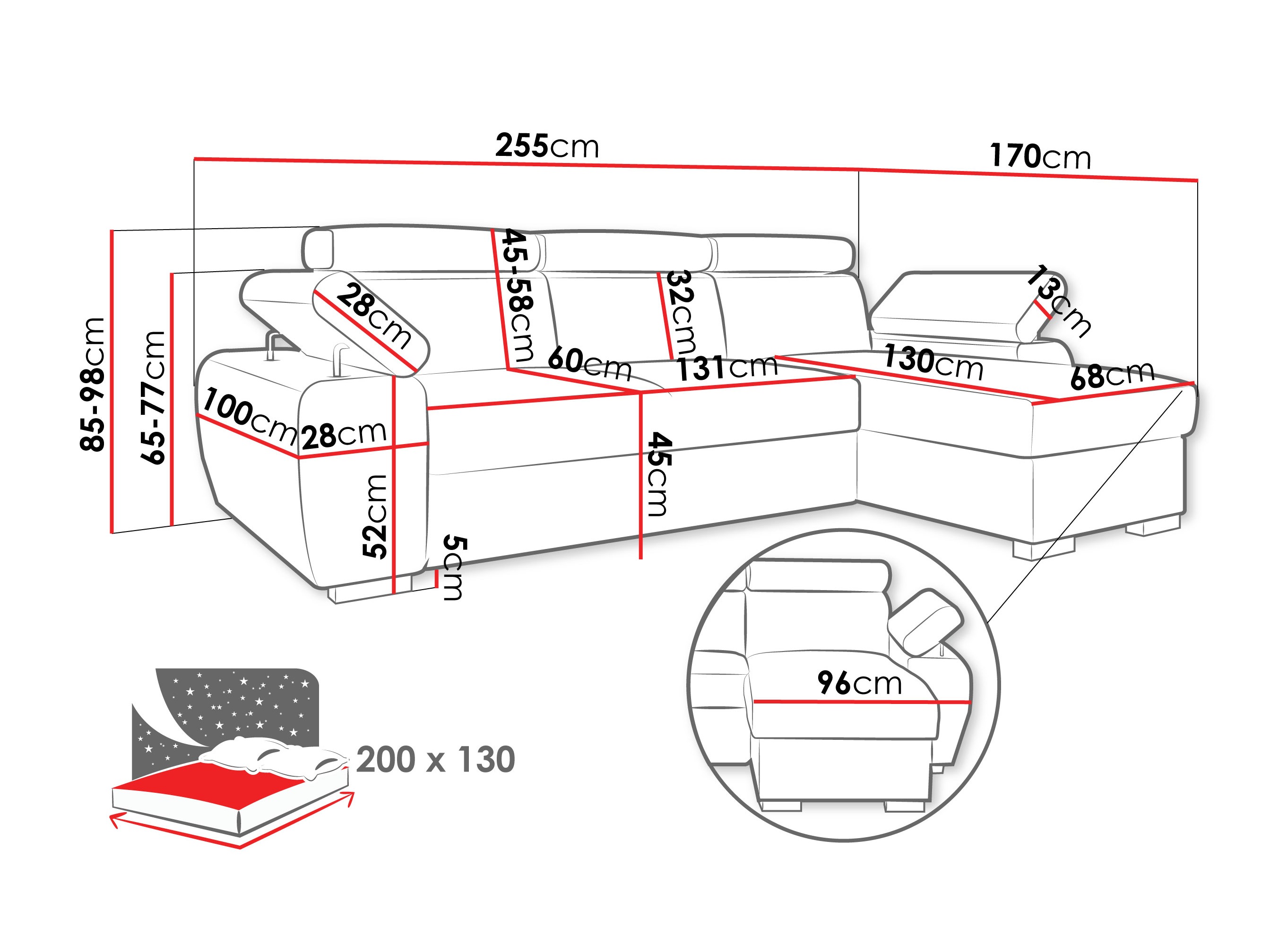 Stūra dīvāns Columbus 252 (Lumo 65)