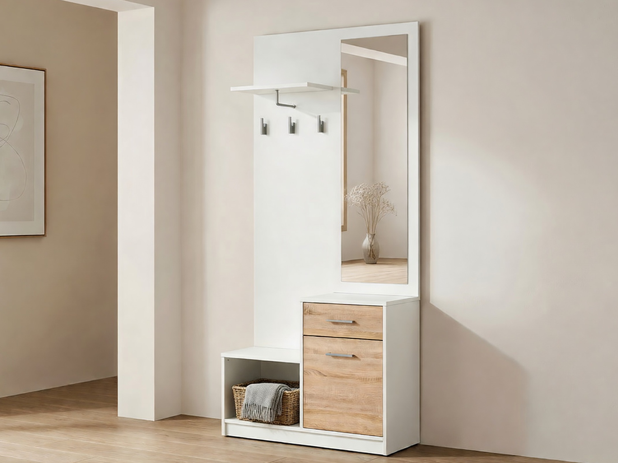 Priekšnama komplekts Novsore 121 (Balts + Sonomas ozols)