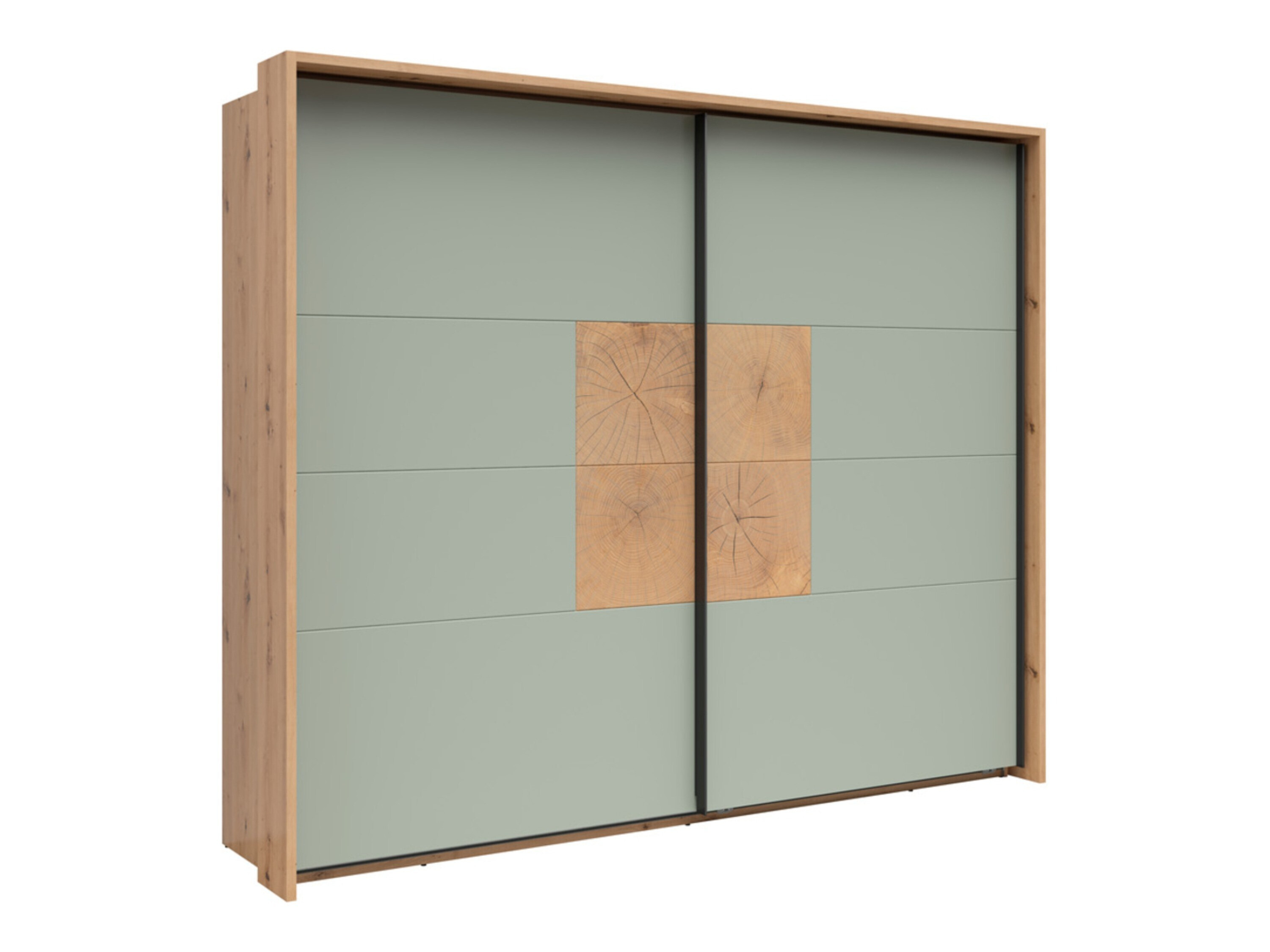 Skapis Livcali 103 (Zaļš + Artisan ozols)