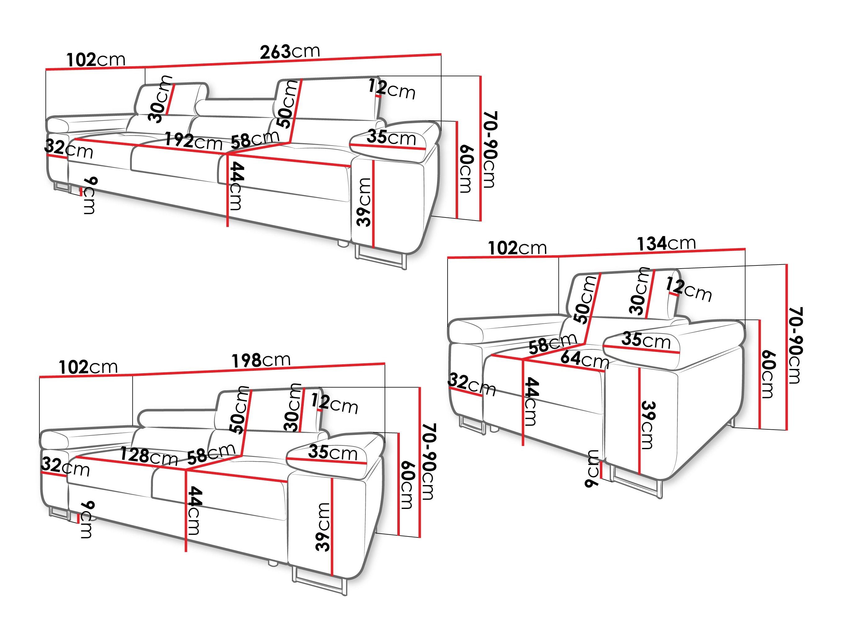 Mīksto mēbeļu komplekts Comfivo Vinetum (Margo 227.09)