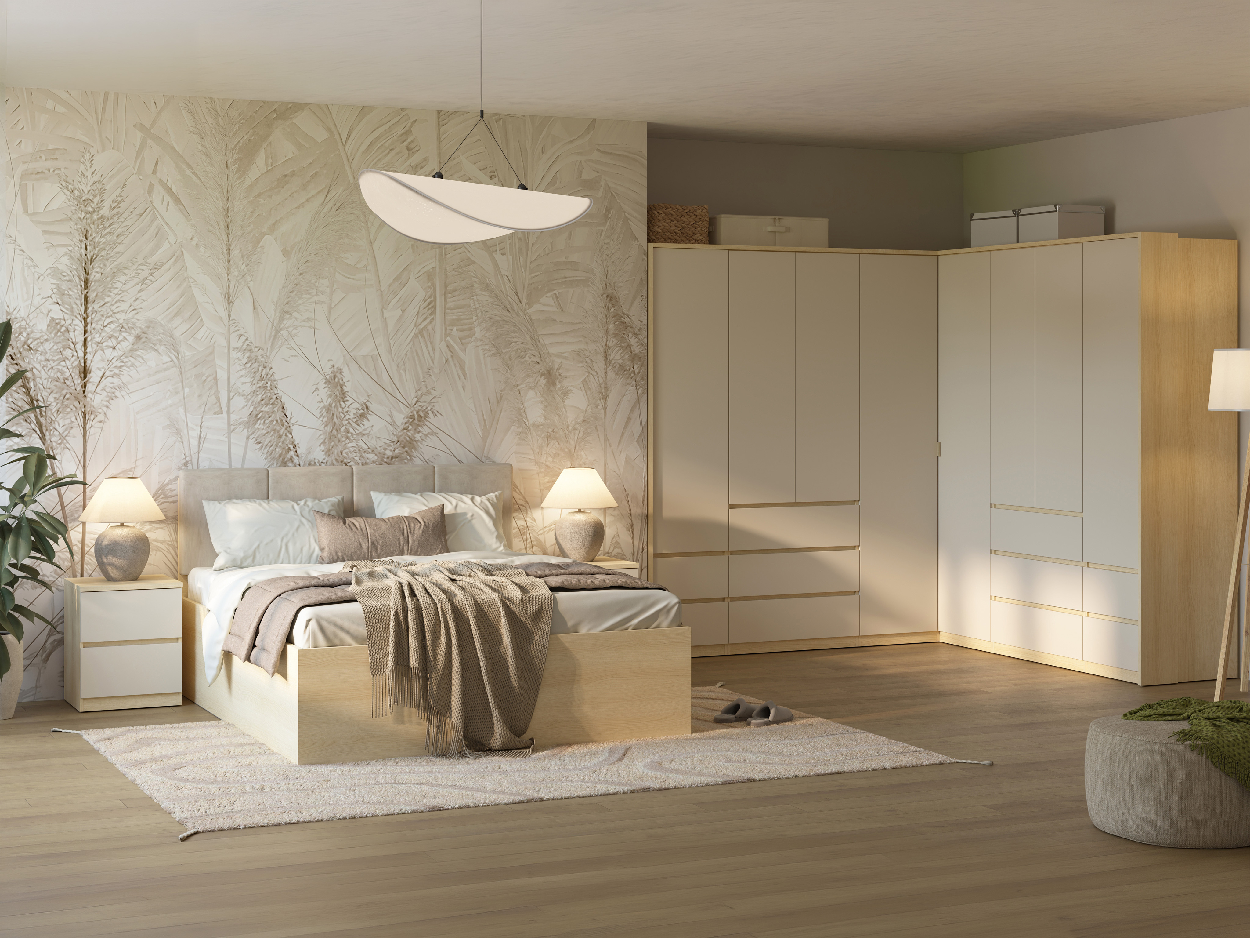 Stūra skapis Nolcala 107 (Ozols + Bēšs)