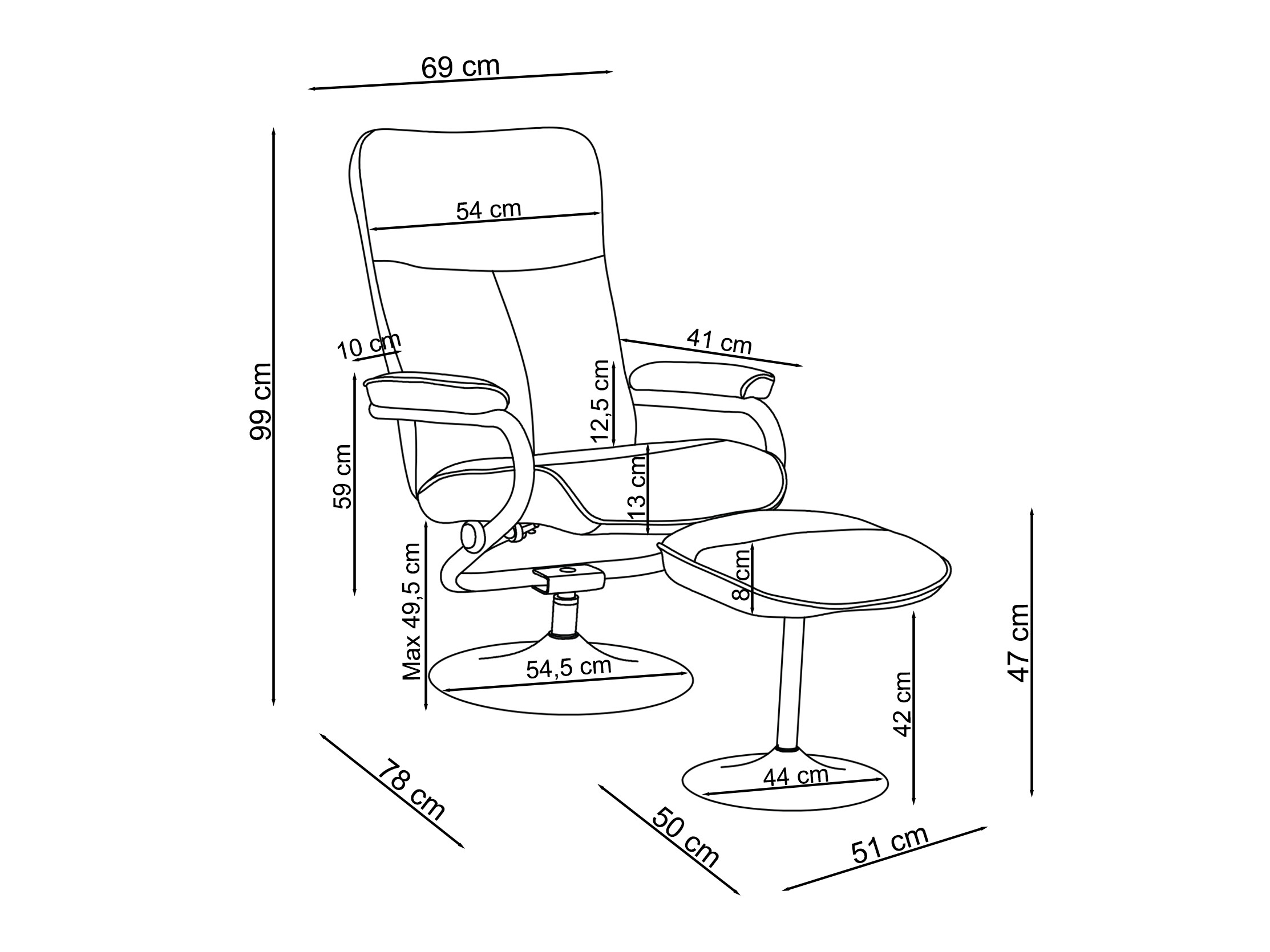 Krēsls reglainer Denton 1540 (Pelēks)
